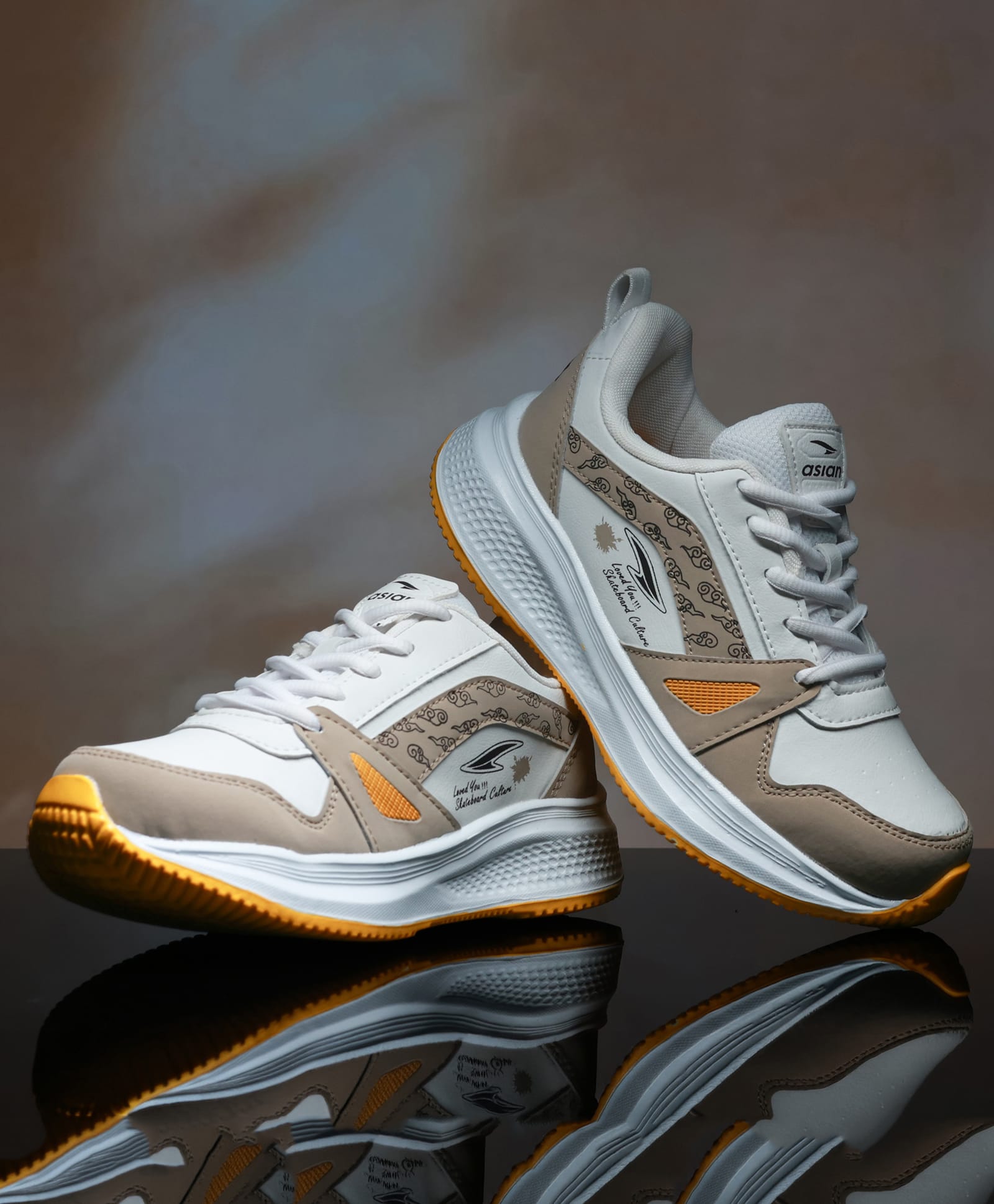 asian Typography Designed Lace Up Shoes - White & Mouse-picture-14