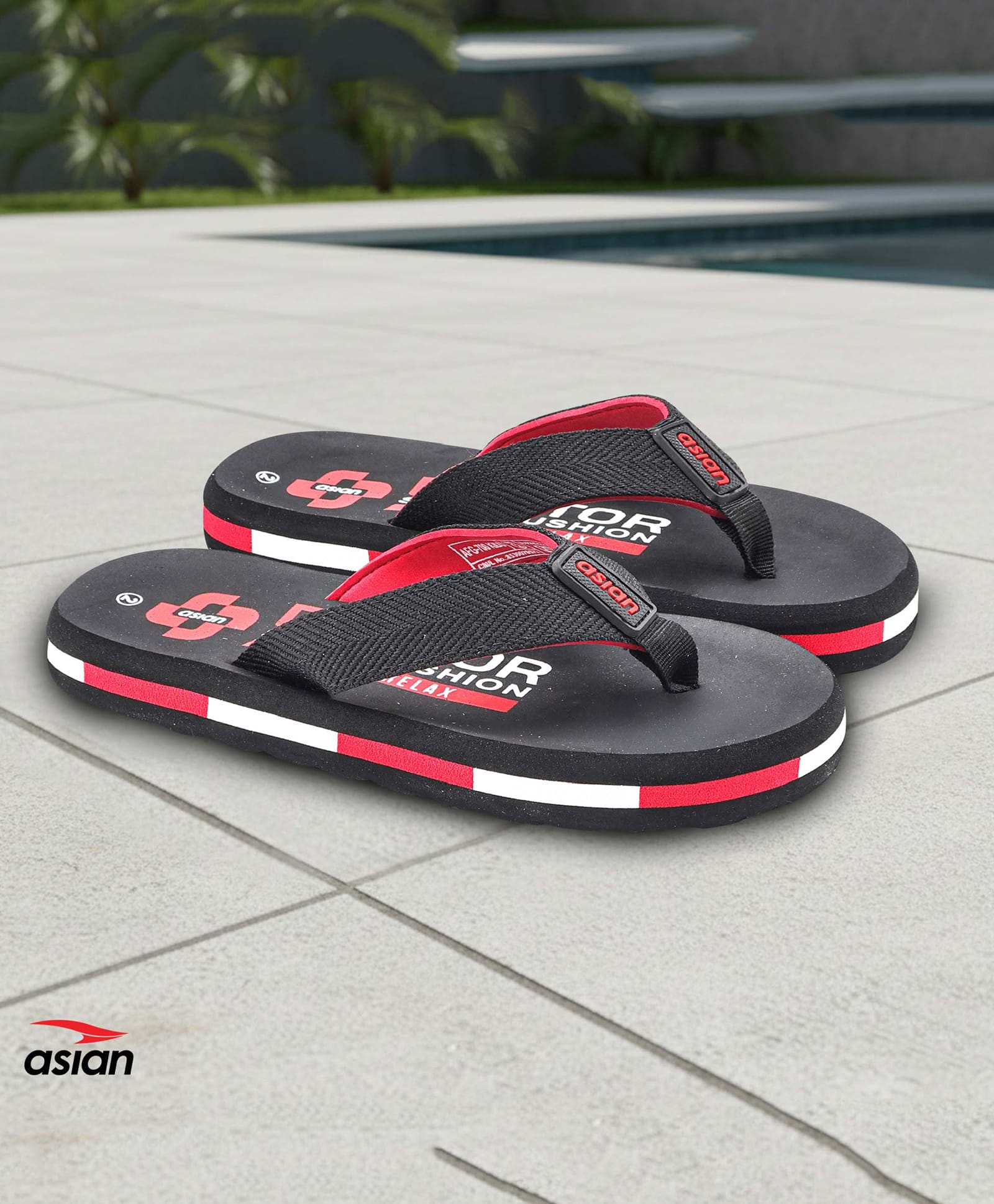 asian Typography Designed Flip Flops - Black & Red-picture-10