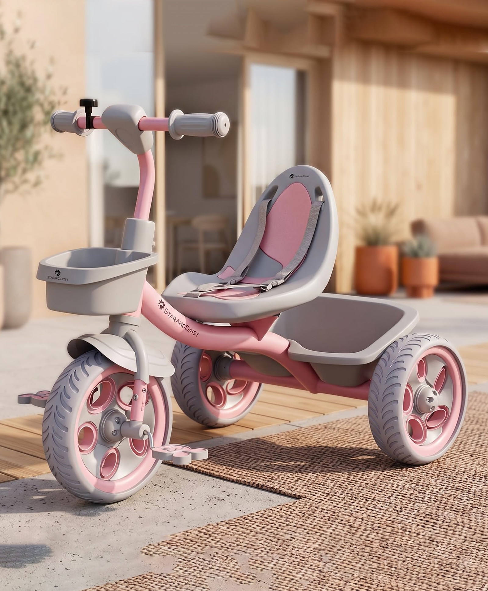 StarAndDaisy Kids Cycle for 25 Years Boy & Girl/Tricycle with EVA Wheels, Bell & Basket/Baby Trike Cycle 30 Kg Capacity, 3-Point Safety Belt -Pink-image-41