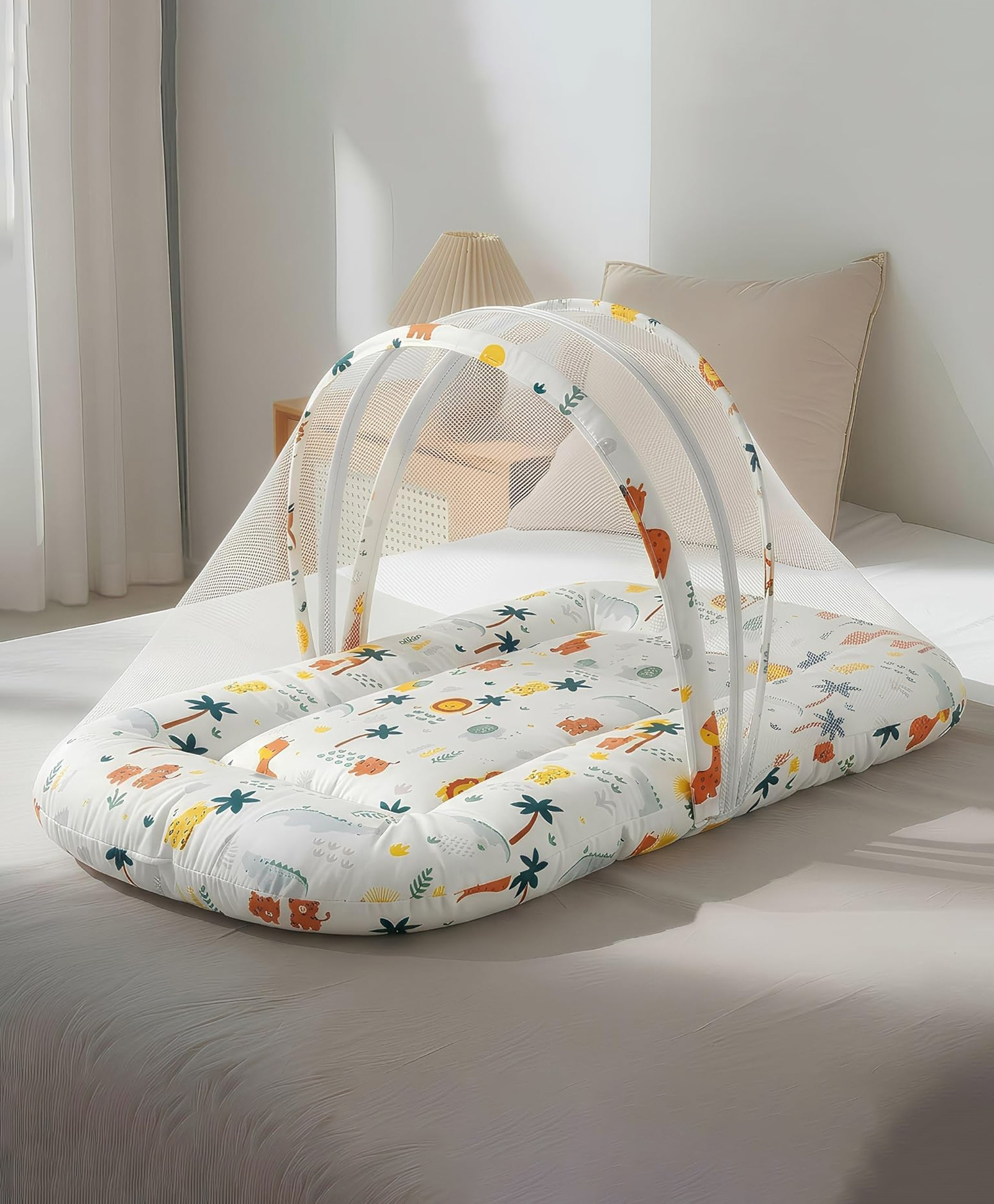 StarAndDaisy 3 in 1 Baby Nest Mosquito net for Sleeping - Newborn, Mosquito net for Baby/Soft and Comfortable Bed, Washable Cotton Design - Lion Print-image-16