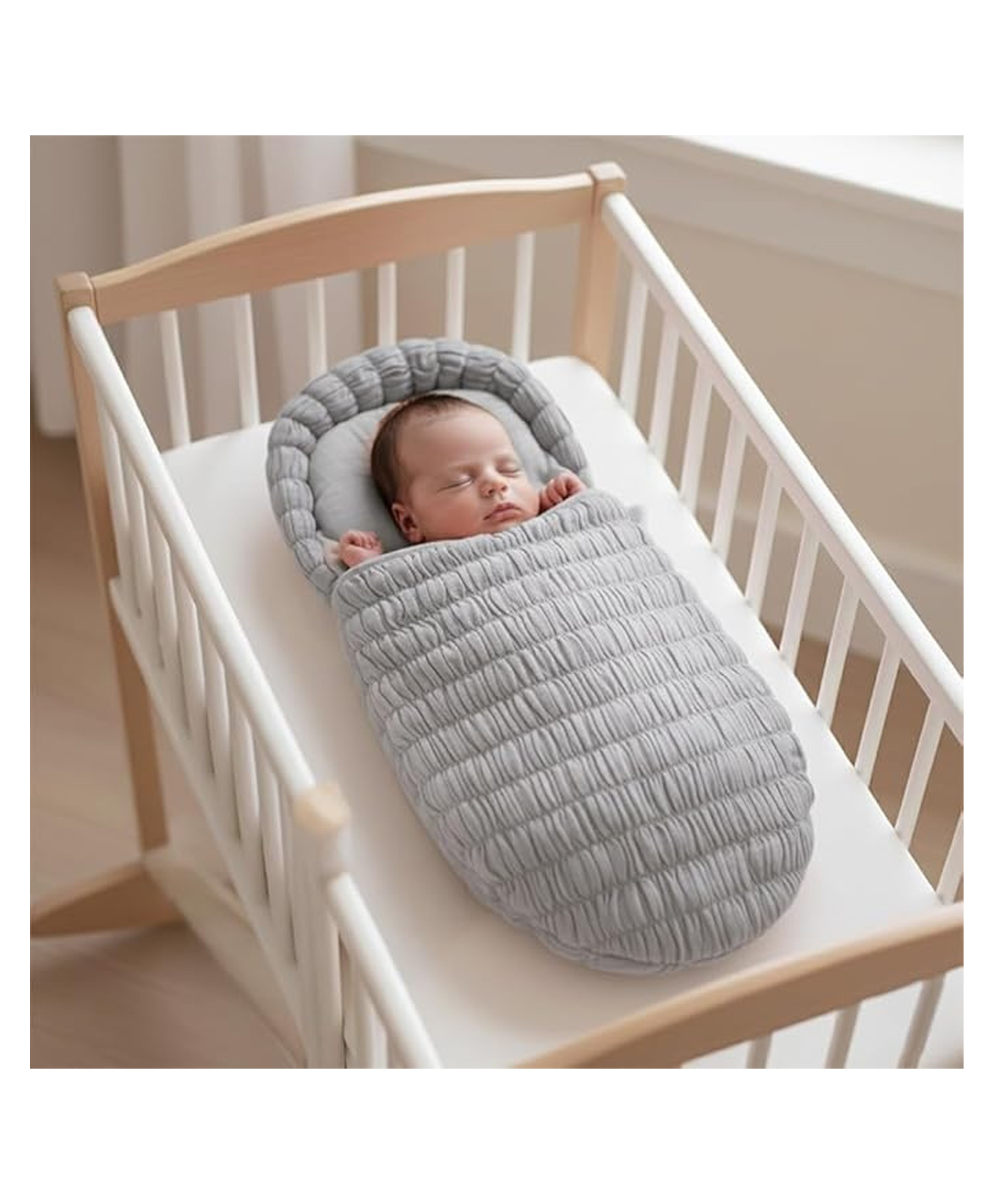 StarAndDaisy baby Sleeping Bag for Newborn Boys and Girls with Premium Cotton Fabric Soft Comfortable for 0 to 12 Months Foldable Washable Design Ideal for Safe and Cozy Baby Sleep Grey-image-39