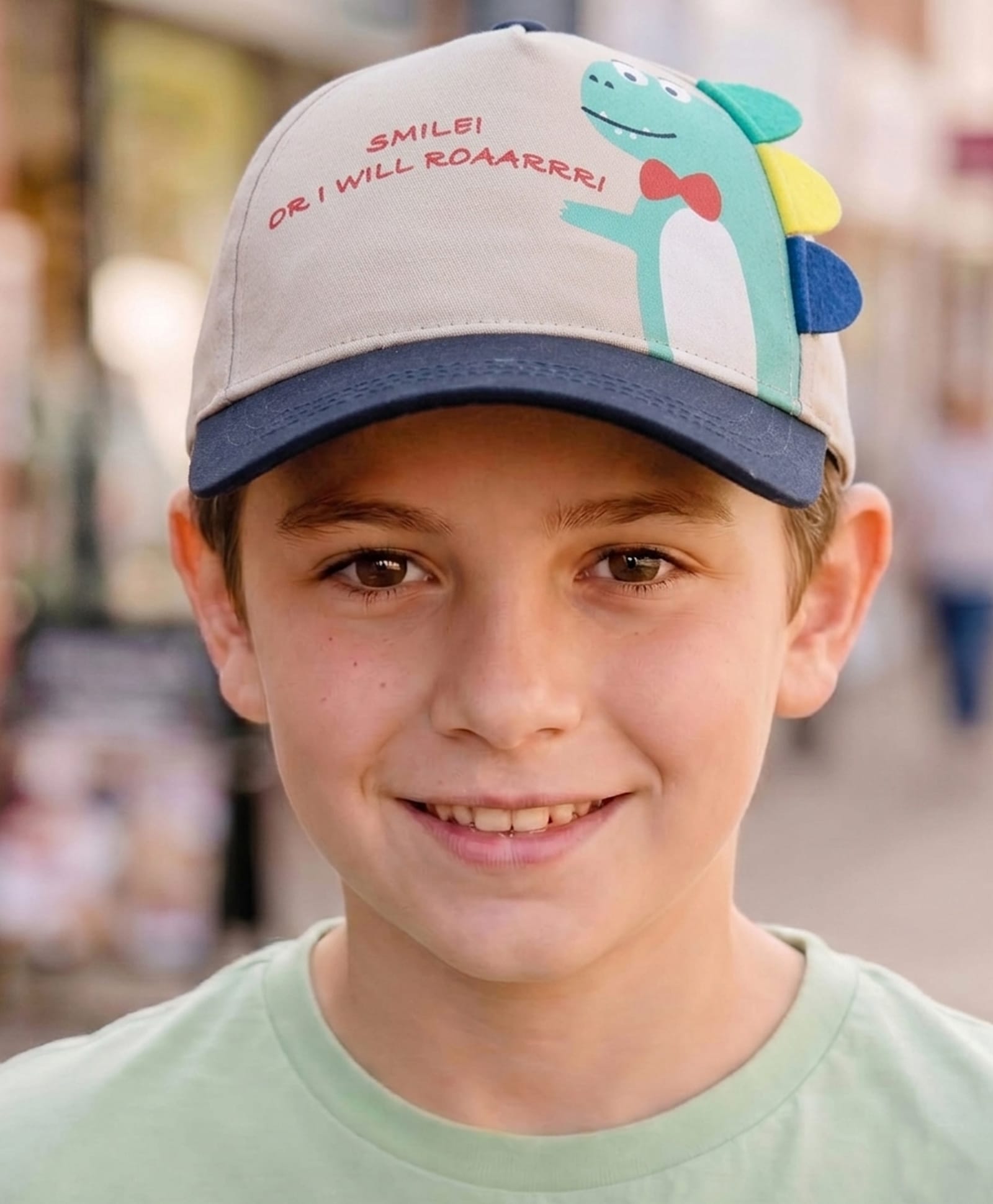 Babyhug Cotton Woven Summer Cap With Dino Print - Diameter 15.5 cm-image-12