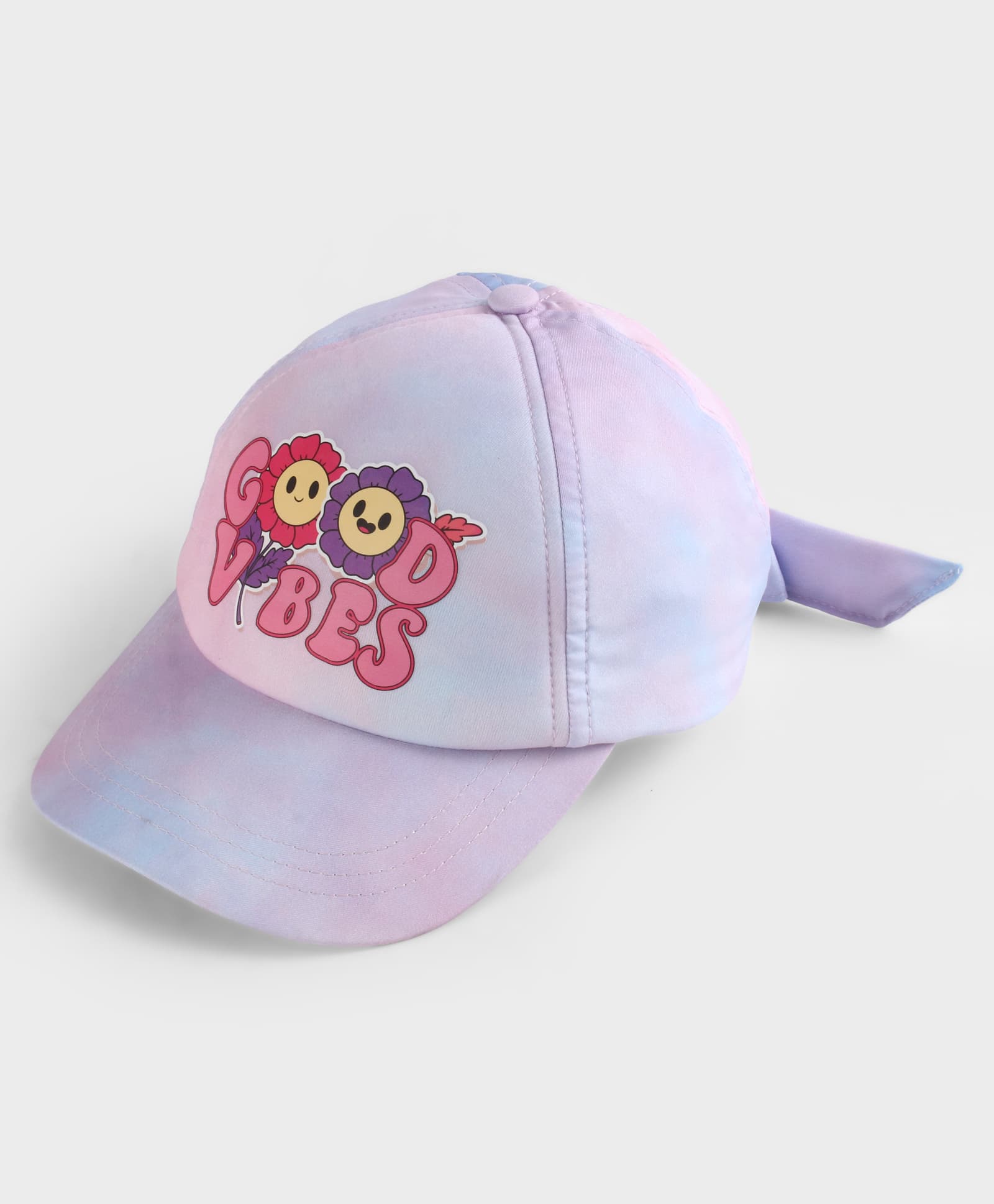 Pine Kids Woven Baseball Cap with Good Vibes Print Lilac - Diameter 15.5 cm-image-8