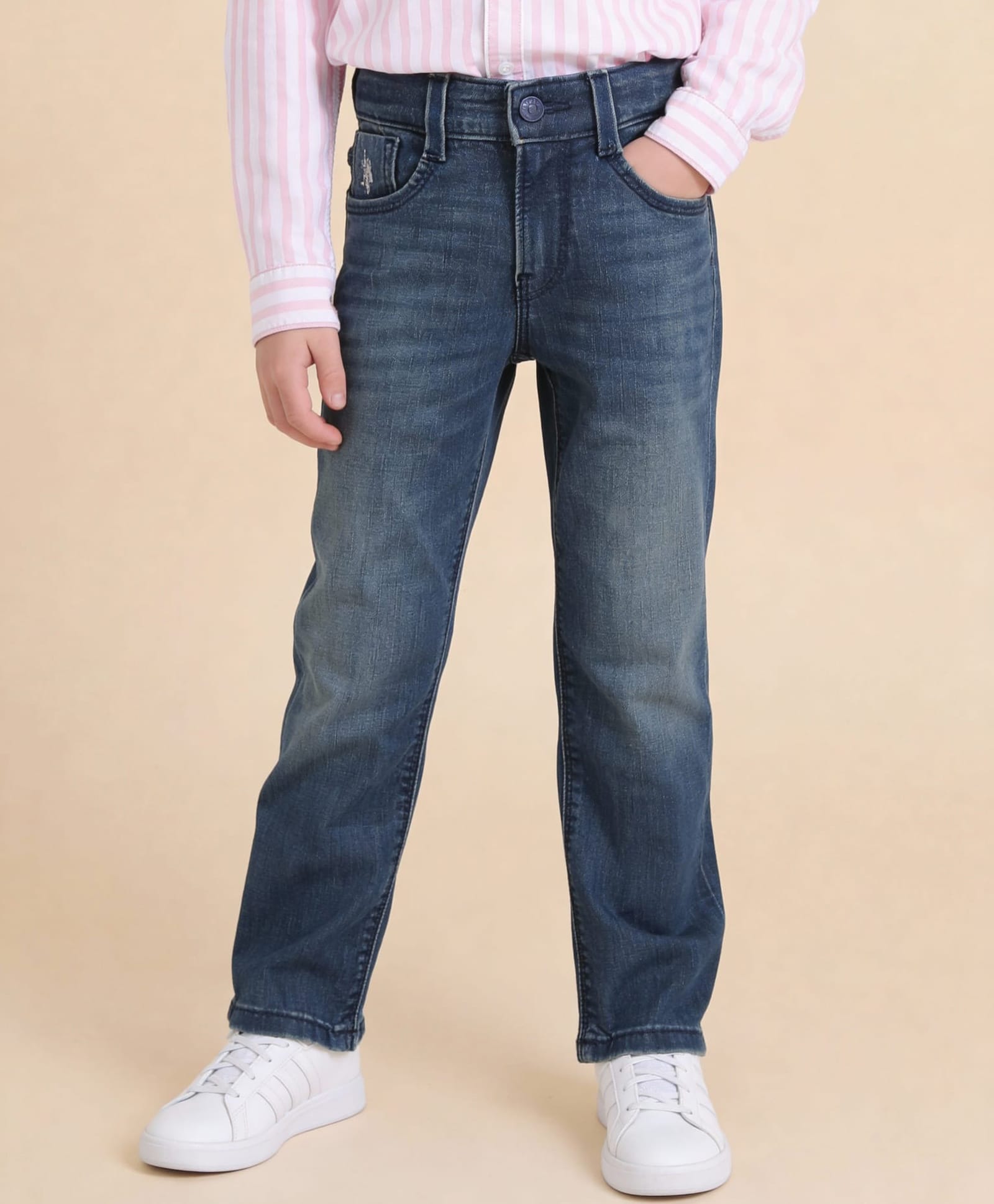 U.S. Polo Assn. Kids Cotton Woven Washed Jeans - Mid Blue-picture-42