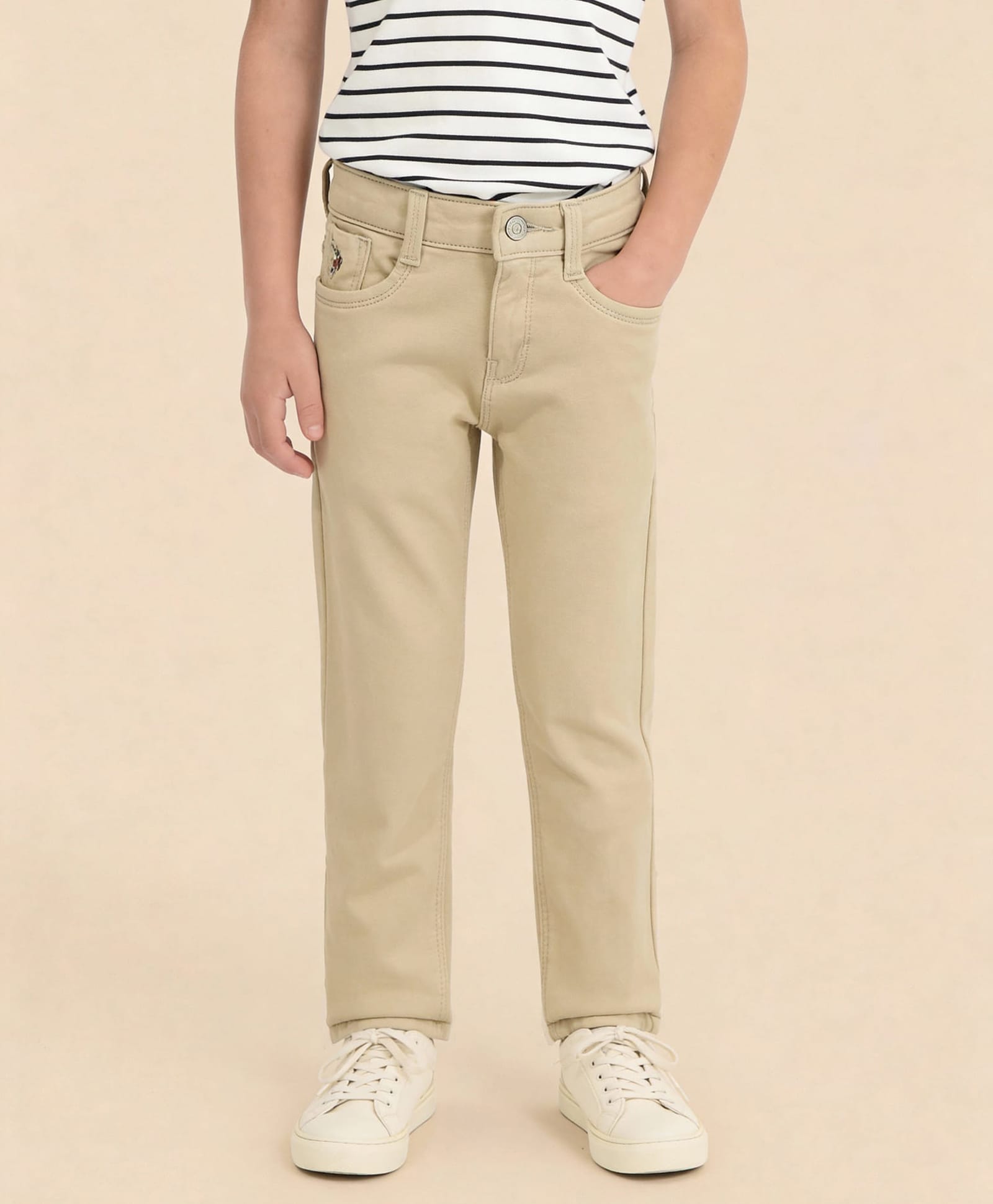 U.S. Polo Assn. Kids Cotton Woven Solid Jeans - Khaki-picture-41