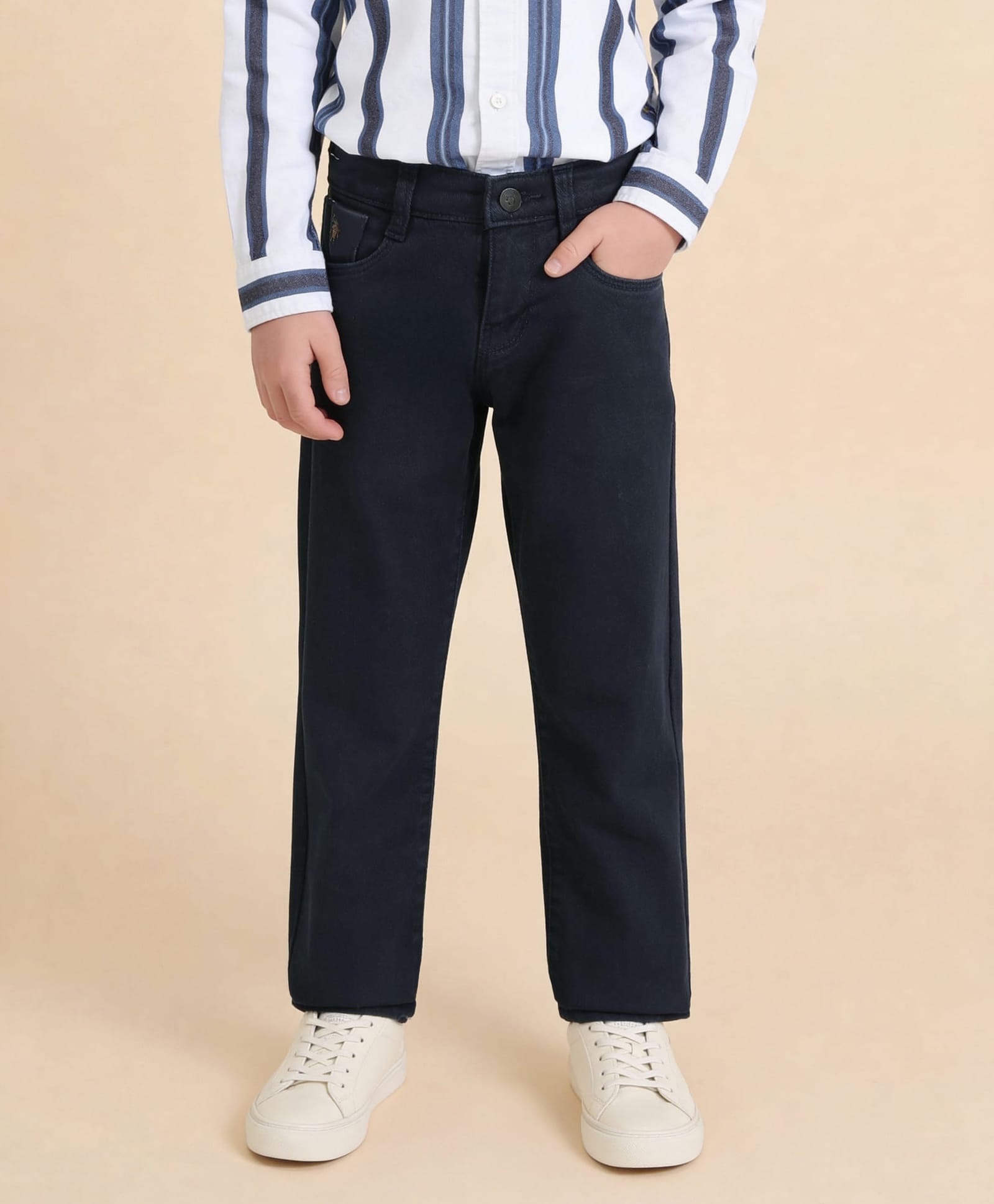 U.S. Polo Assn. Kids Cotton Woven Solid Jeans - Navy Blue-picture-26