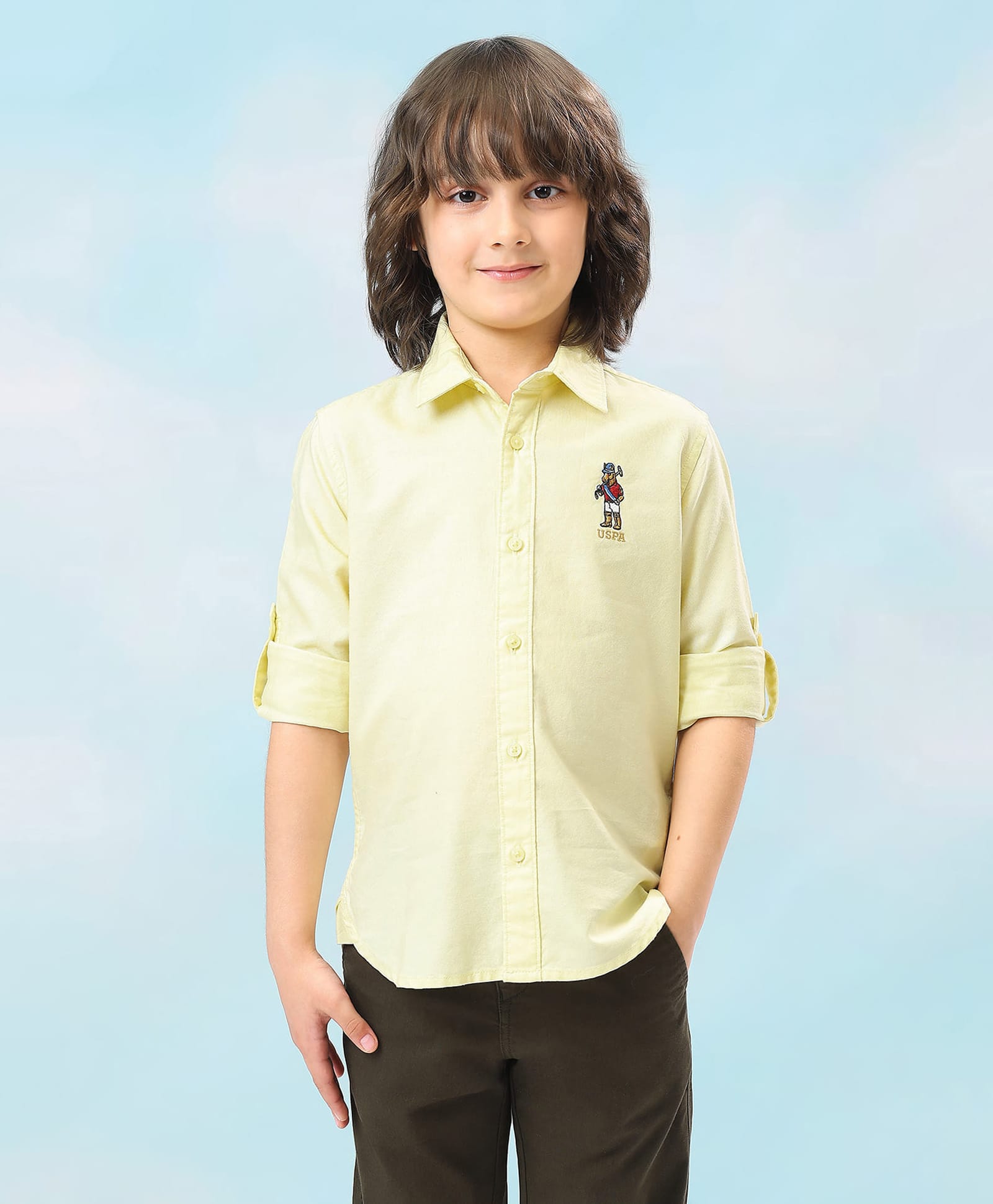 U.S. Polo Assn. Kids Cotton Woven Full Sleeves Solid Shirt - Light Yellow-picture-41