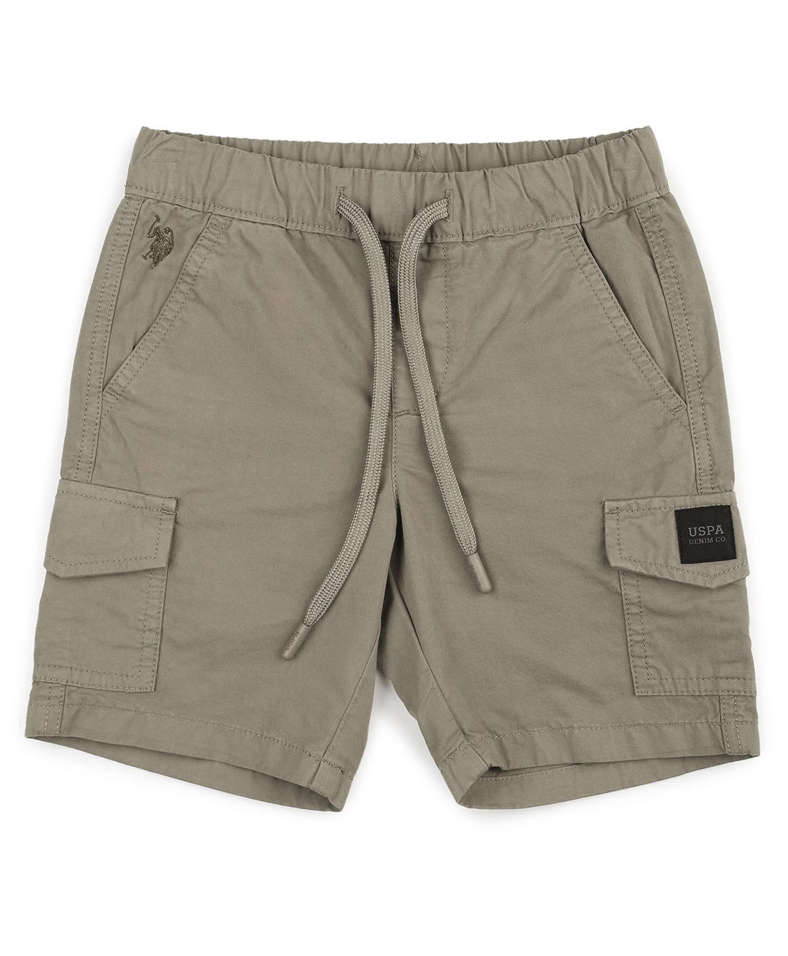 U.S. Polo Assn. Kids Cotton Woven Brand Name Patch Detailed Shorts - Light Olive-picture-15