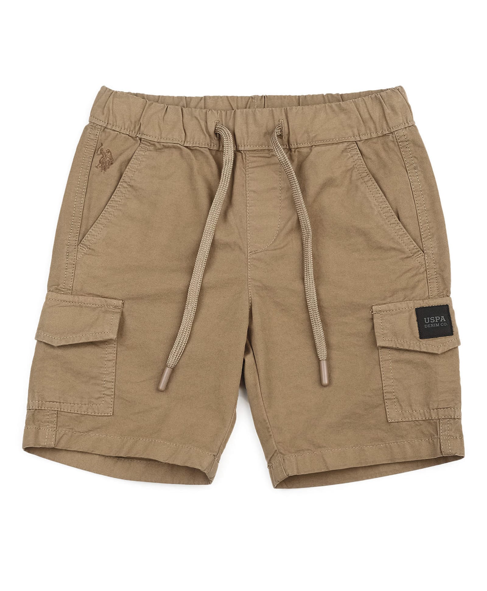 U.S. Polo Assn. Kids Cotton Woven Brand Name Patch Detailed Shorts - Khaki-picture-36
