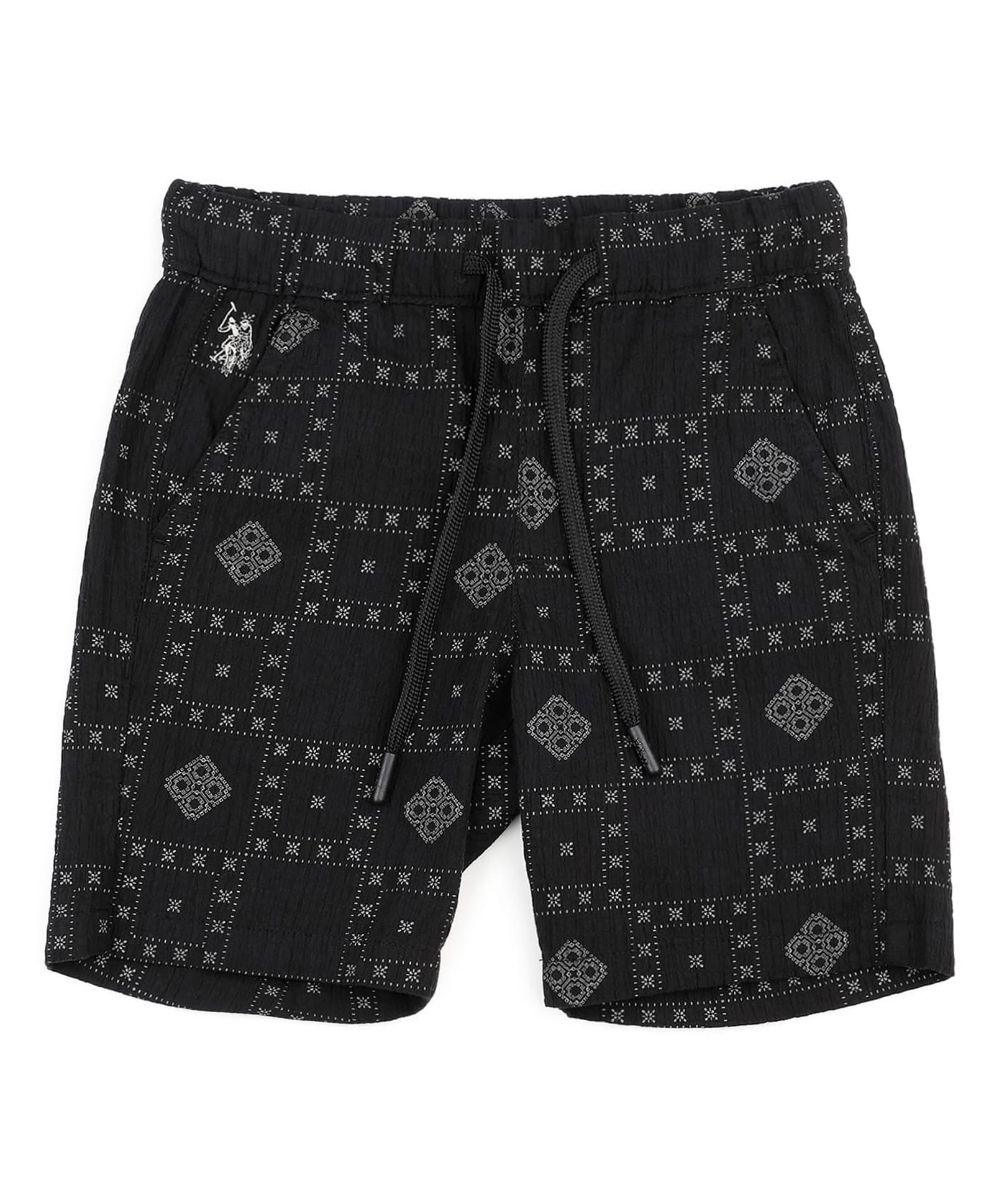 U.S. Polo Assn. Kids Cotton Woven Geometric Printed Shorts - Black-picture-33