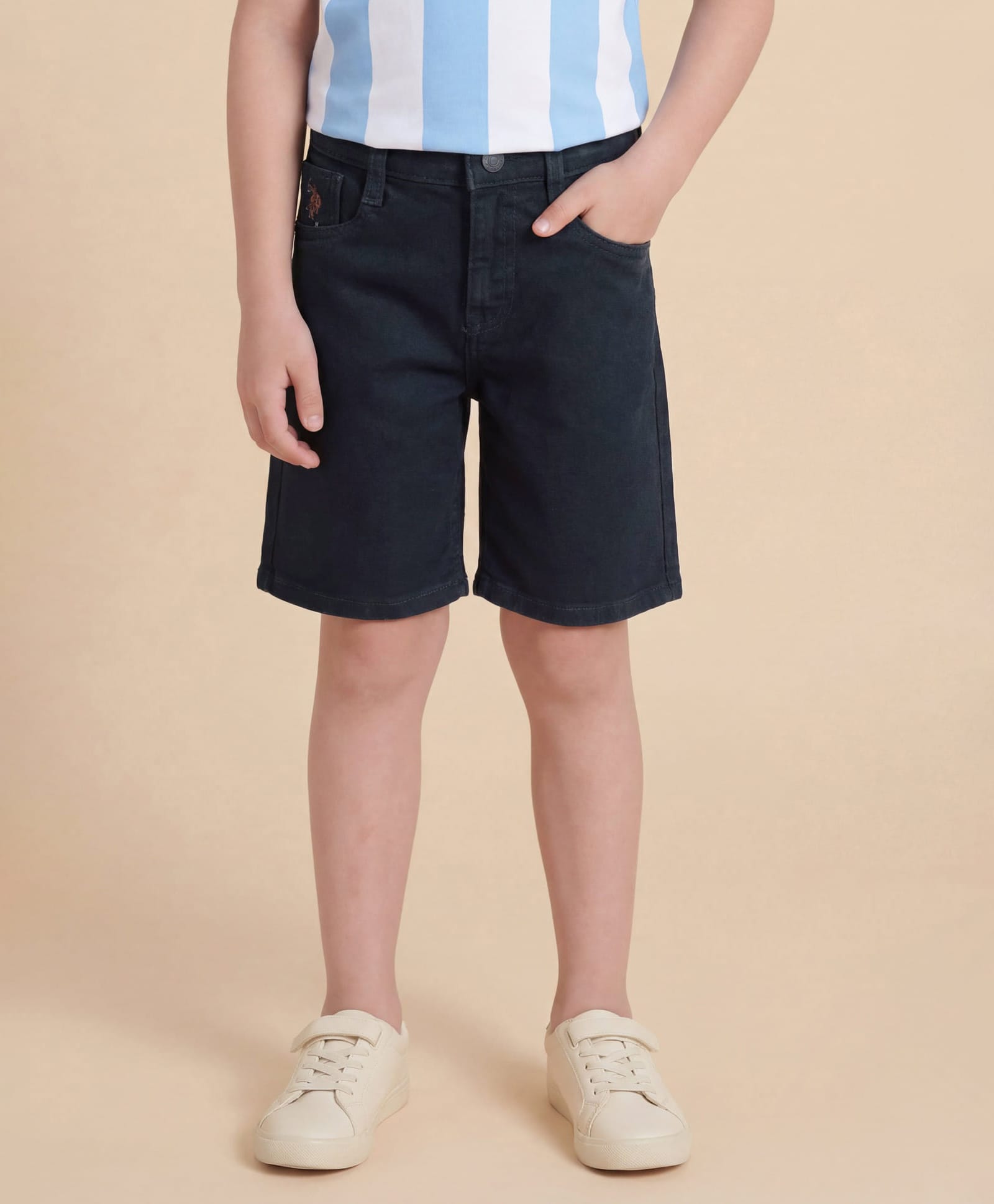 U.S. Polo Assn. Kids Cotton Woven Solid Shorts - Navy Blue-picture-38