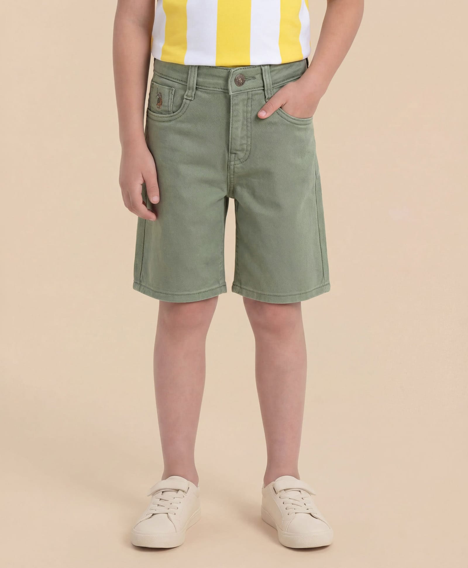 U.S. Polo Assn. Kids Cotton Woven Solid Shorts - Olive-picture-25