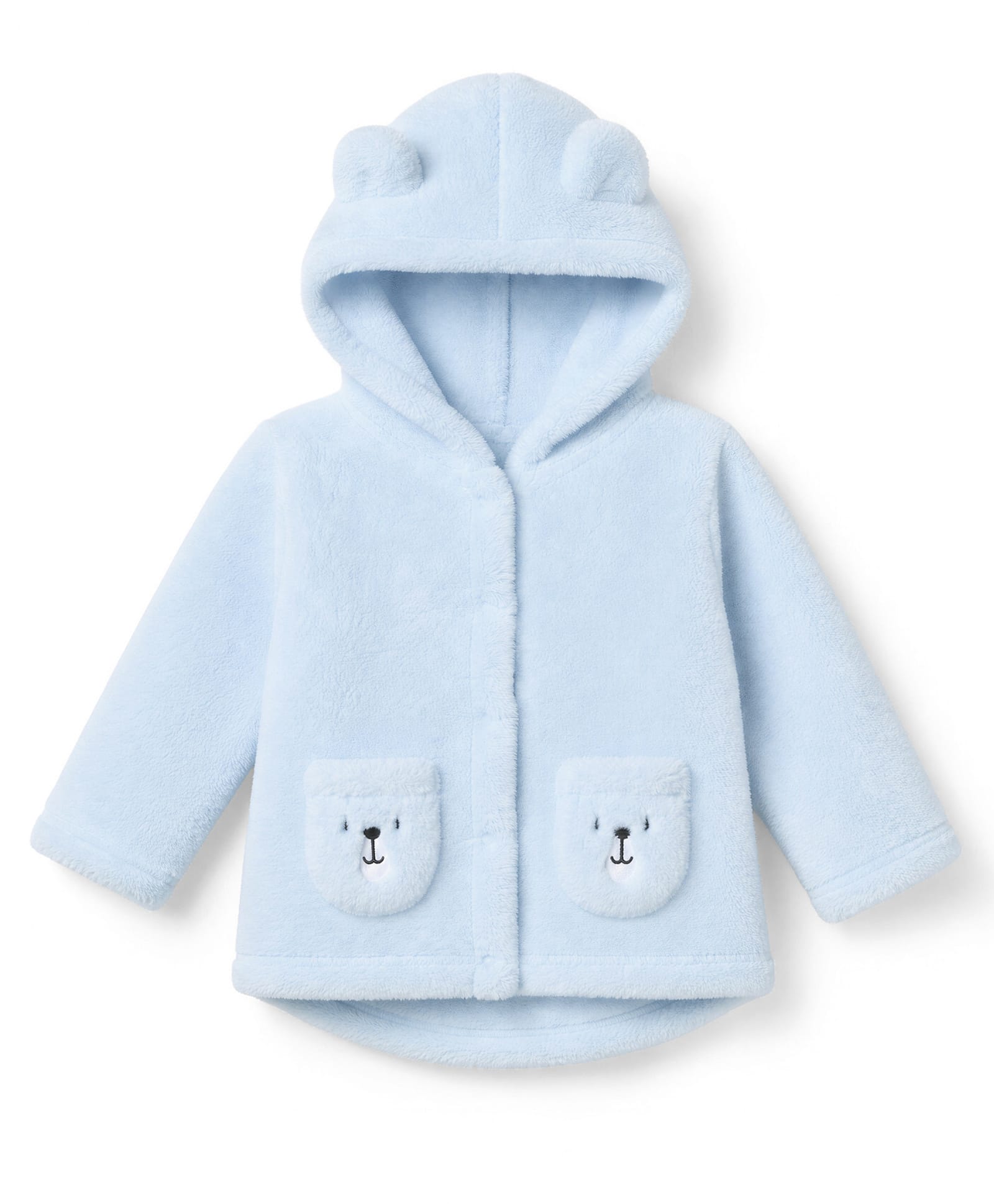 Babyhug Fur Knit Hoodie with Full Sleeves and Bear Theme Applique Light Blue-image-19