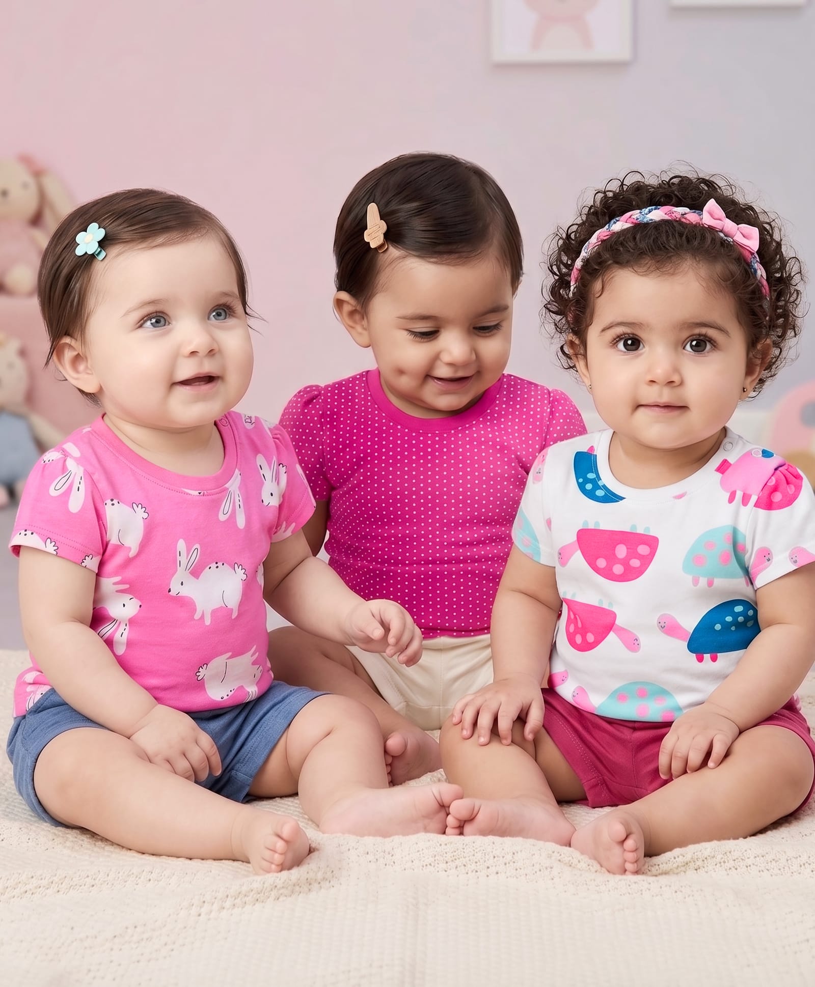 kookie kids india Kookie Kids Cotton Knit T-Shirts with Turtle Print Half Sleeves Pack Of 3 Multi Color 0-3 Months-picture-11