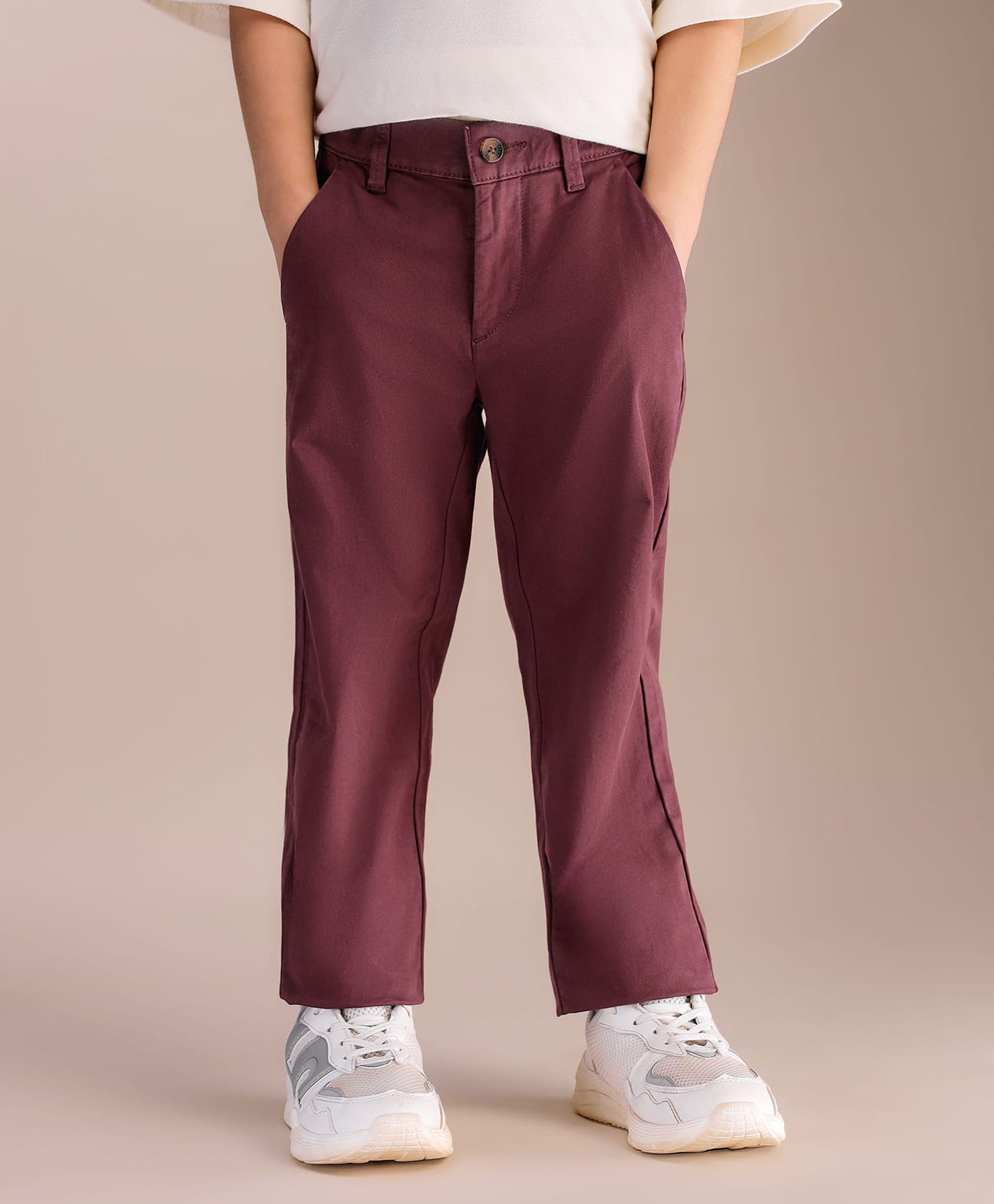 U.S. Polo Assn. Kids Cotton Woven Solid Trousers - Maroon-picture-36
