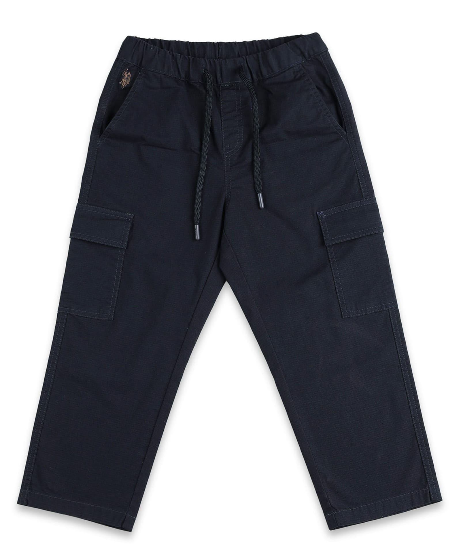 U.S. Polo Assn. Kids Cotton Woven Solid Cargo Style Trousers - Navy Blue-picture-24