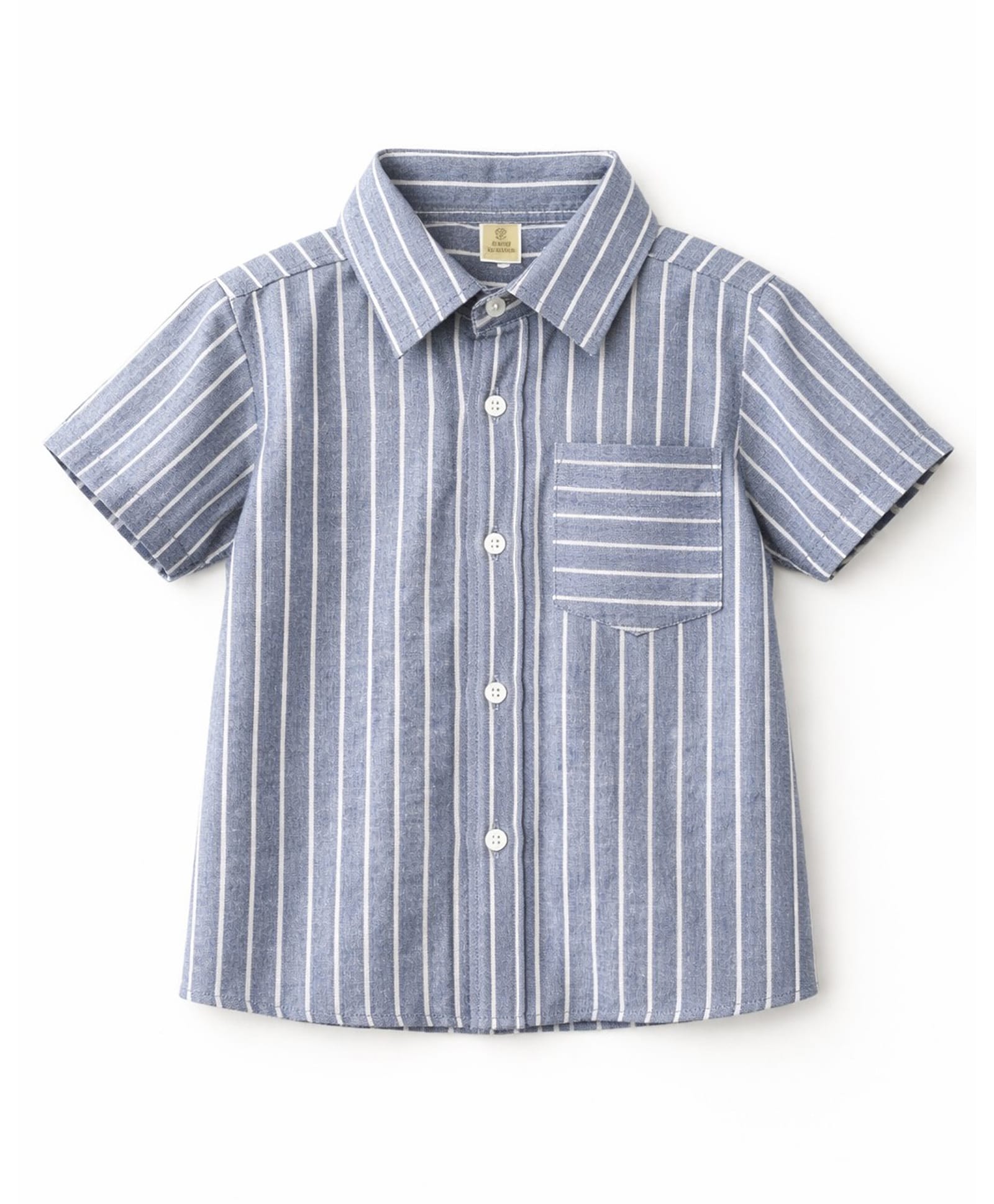 Aww Hunnie Cotton Woven Half Sleeves Striped Shirt - Blue-image-10
