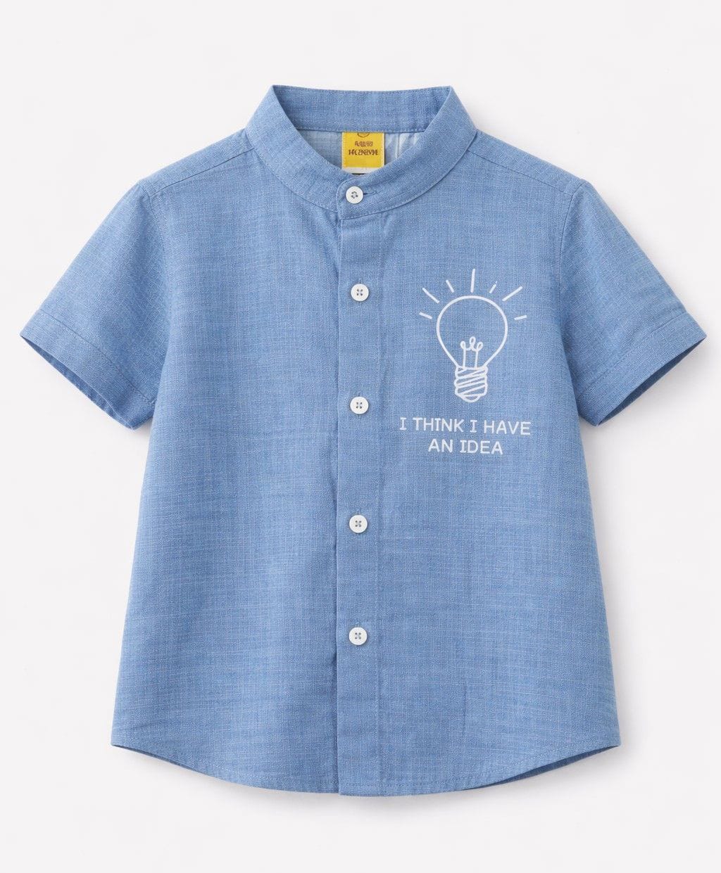 Aww Hunnie Cotton Woven Half Sleeves I Think I Have An Idea Text Printed Shirt - Blue-image-23