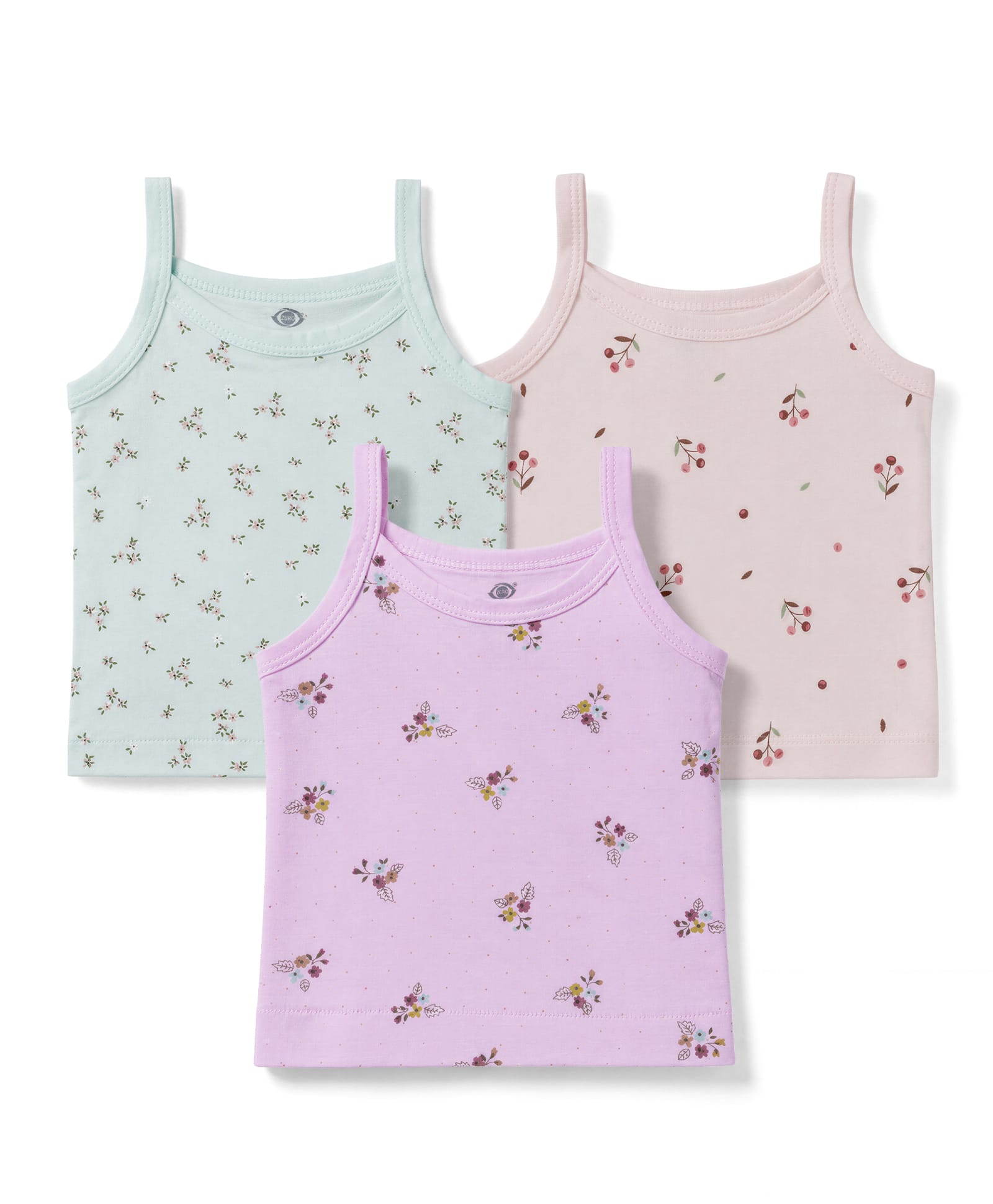 Zero Sinker Knit Sleeveless Slips With Floral Print Pack of 3 - Pink Sea Green & Peach-picture-21