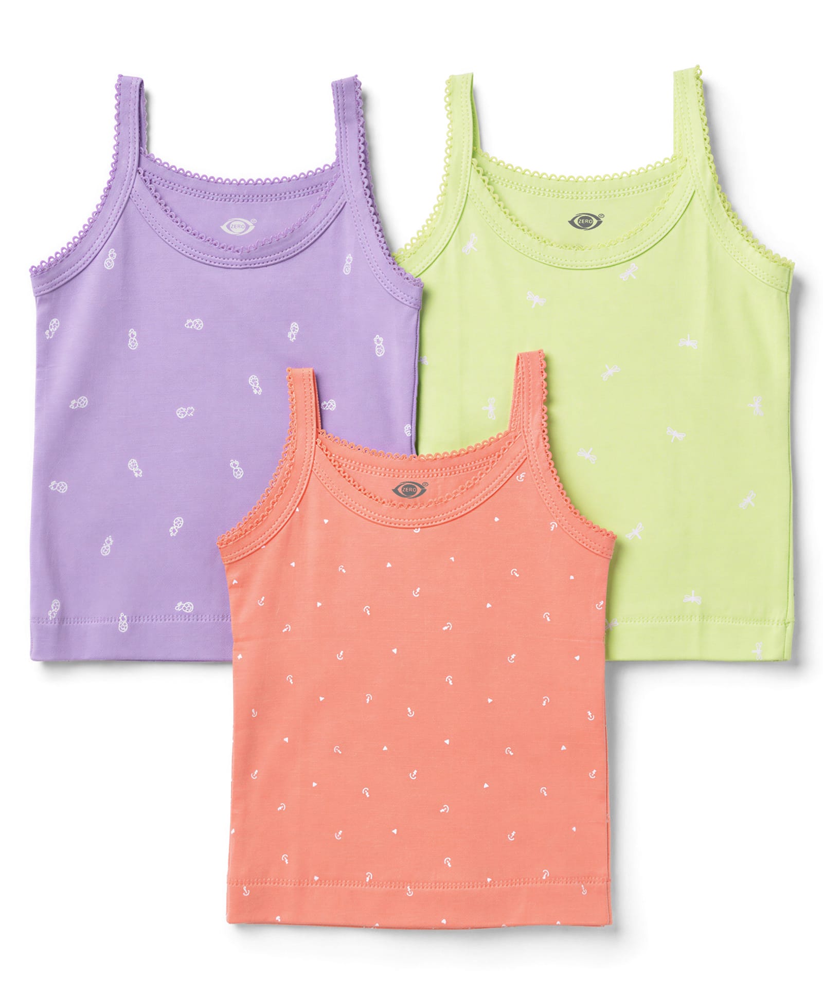 Zero Sinker Knit Printed Sleeveless Slips Pack of 3 - Multicolor-picture-46