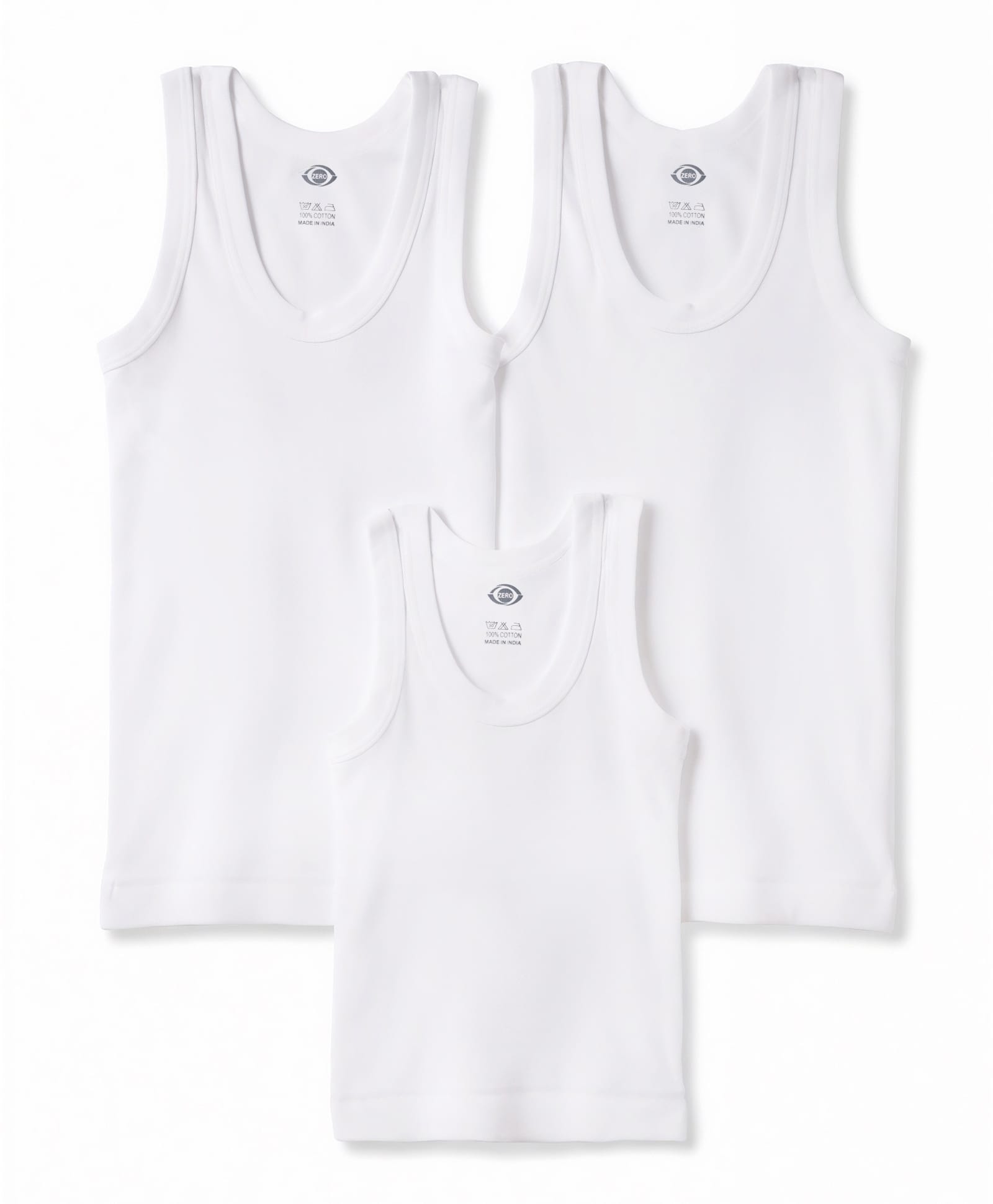 Zero Knitted Sleeveless Solid Vests Pack of 3 - White-picture-11