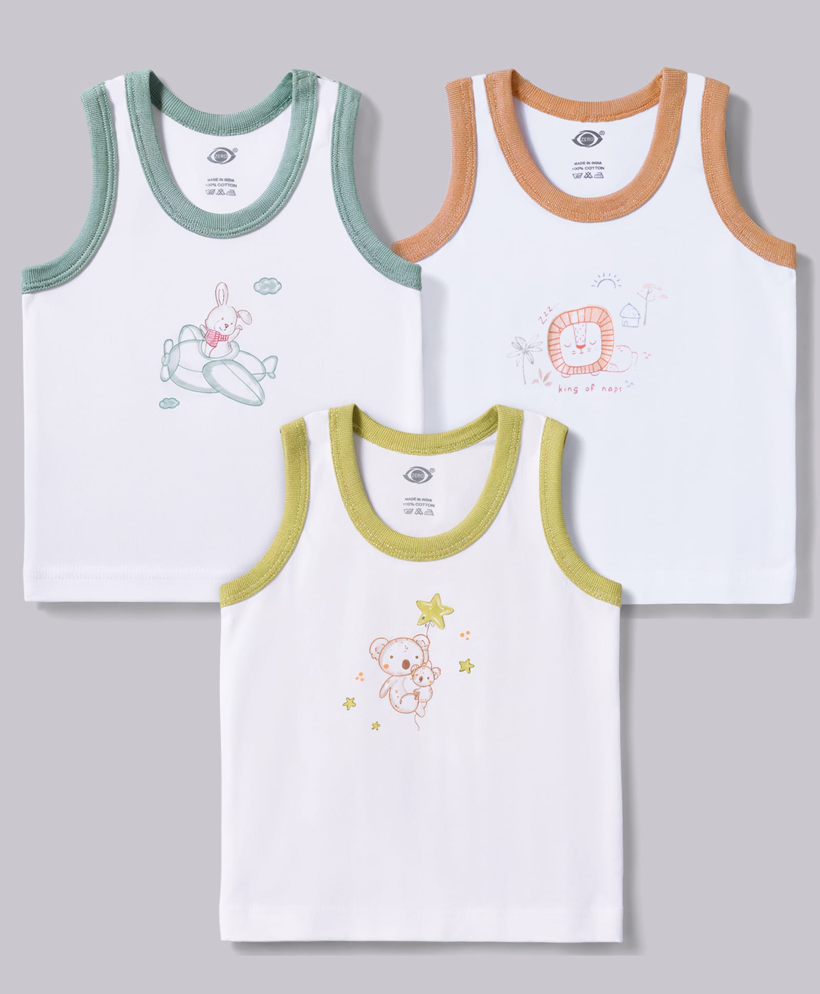 Zero Knitted Sleeveless Vests With Animal Print Pack of 3 - Multicolor-image-13