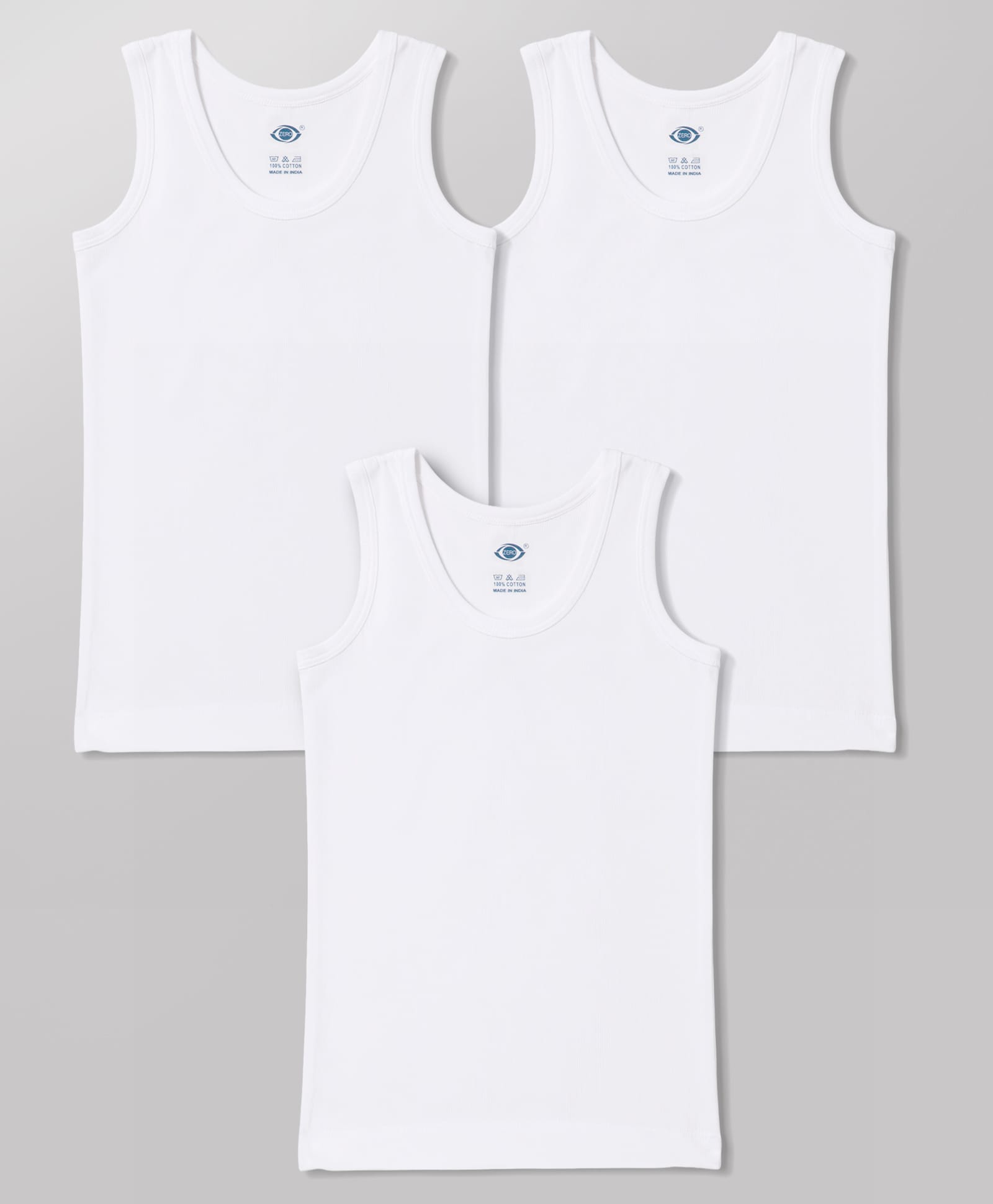 Zero Knitted Solid Sleeveless Vests Pack of 3 - White-image-10