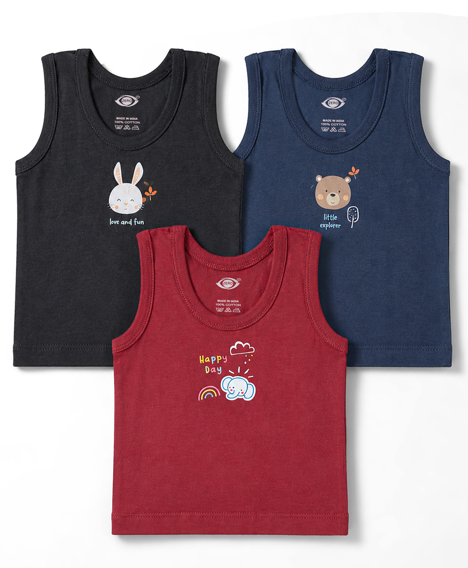 Zero Knitted Sleeveless Vests With Animal Print Pack of 3 - Multicolor-image-8