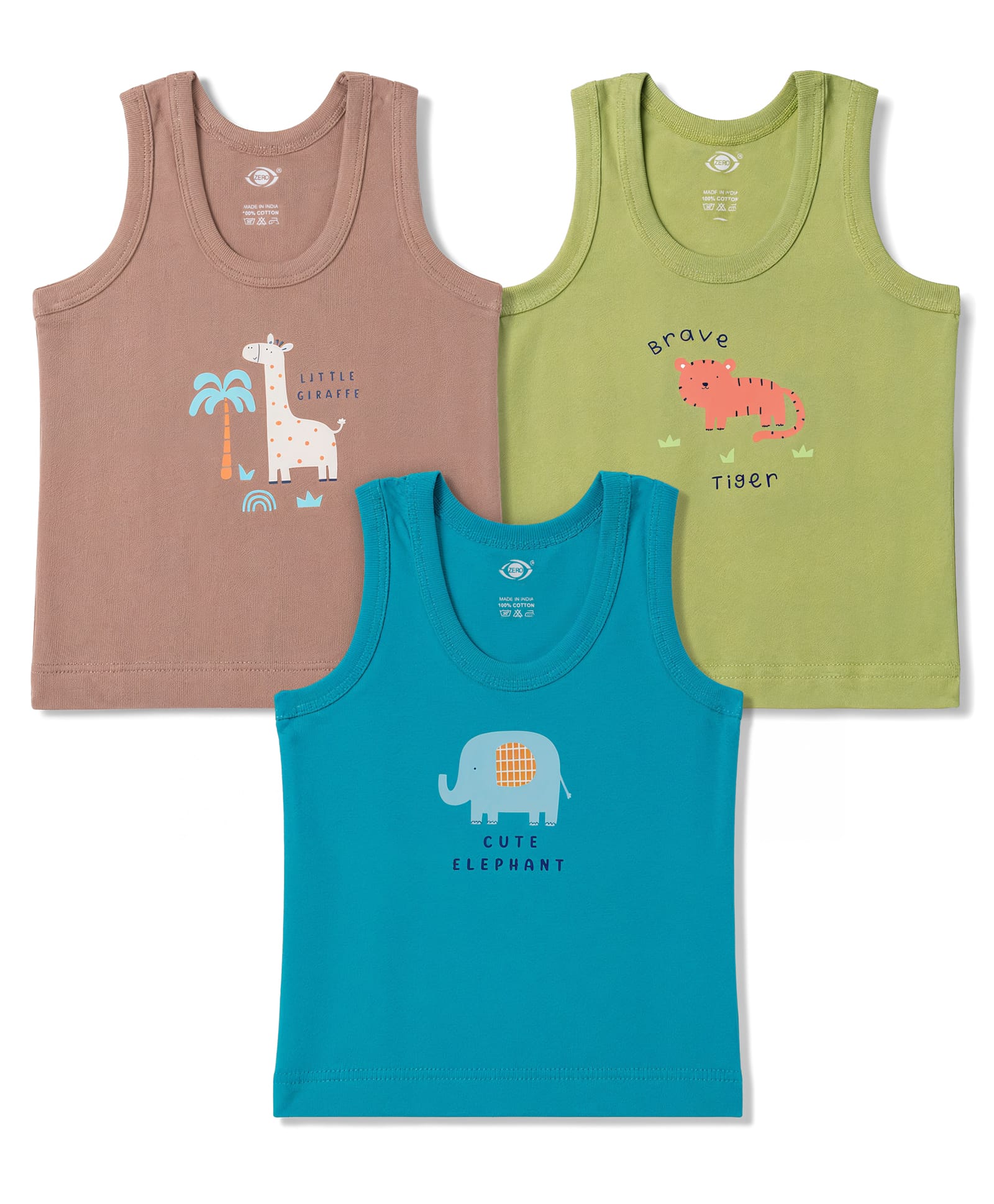 Zero Knitted Sleeveless Vests With Animal Print Pack of 3 - Multicolor-image-12