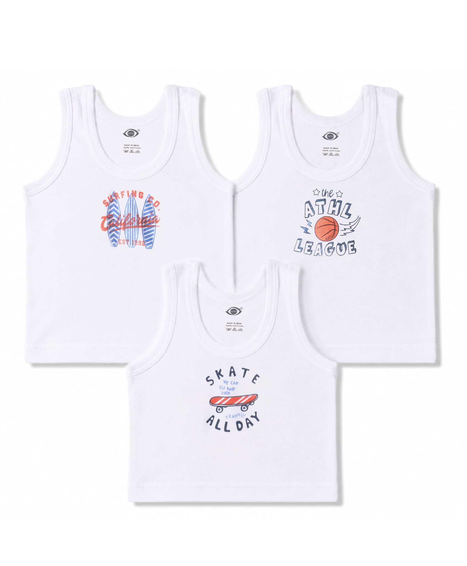 Zero Knitted Sleeveless Vests With Skate Print Pack of 3 - Multicolor-image-18