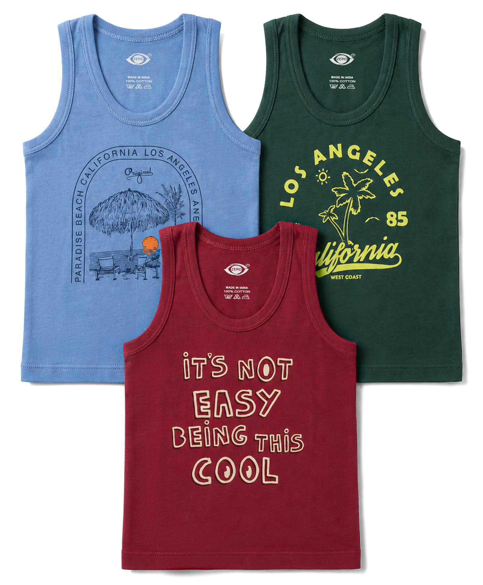 Zero Knitted Sleeveless Vests With Text Print Pack of 3 - Multicolor-image-10