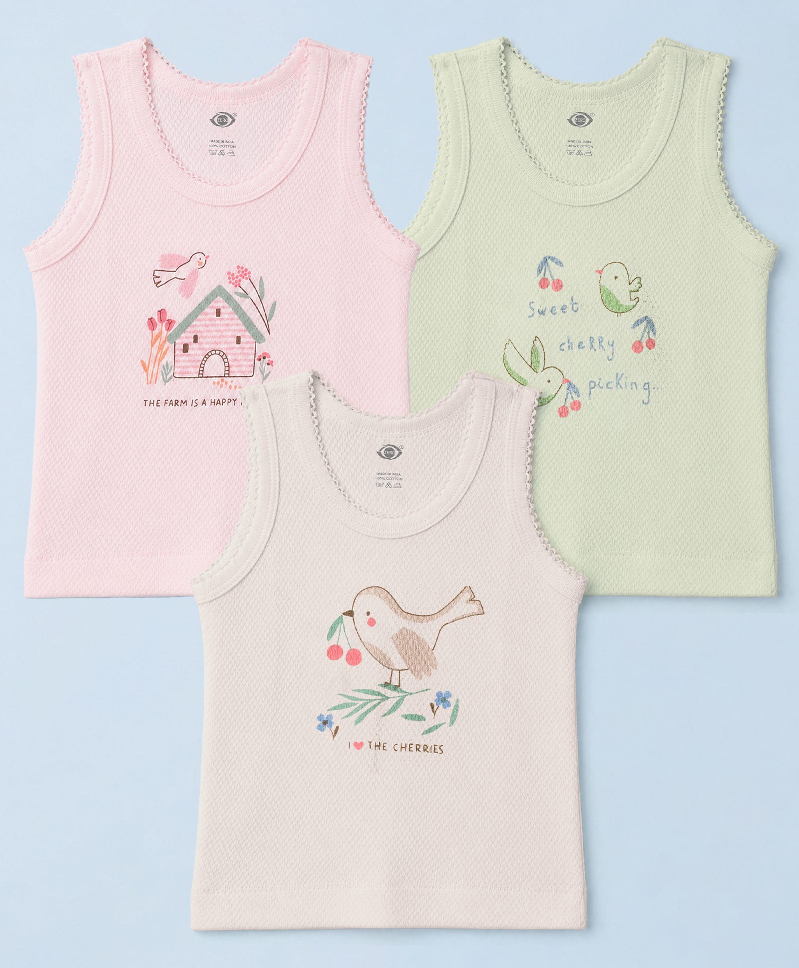 Zero Knitted Sleeveless Vests With Bird & House Print Pack of 3 - Multicolor-image-6