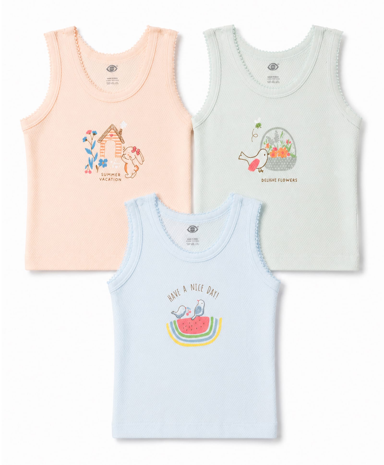 Zero Knitted Sleeveless Vests With Bird & House Print Pack of 3 - Multicolor-picture-19