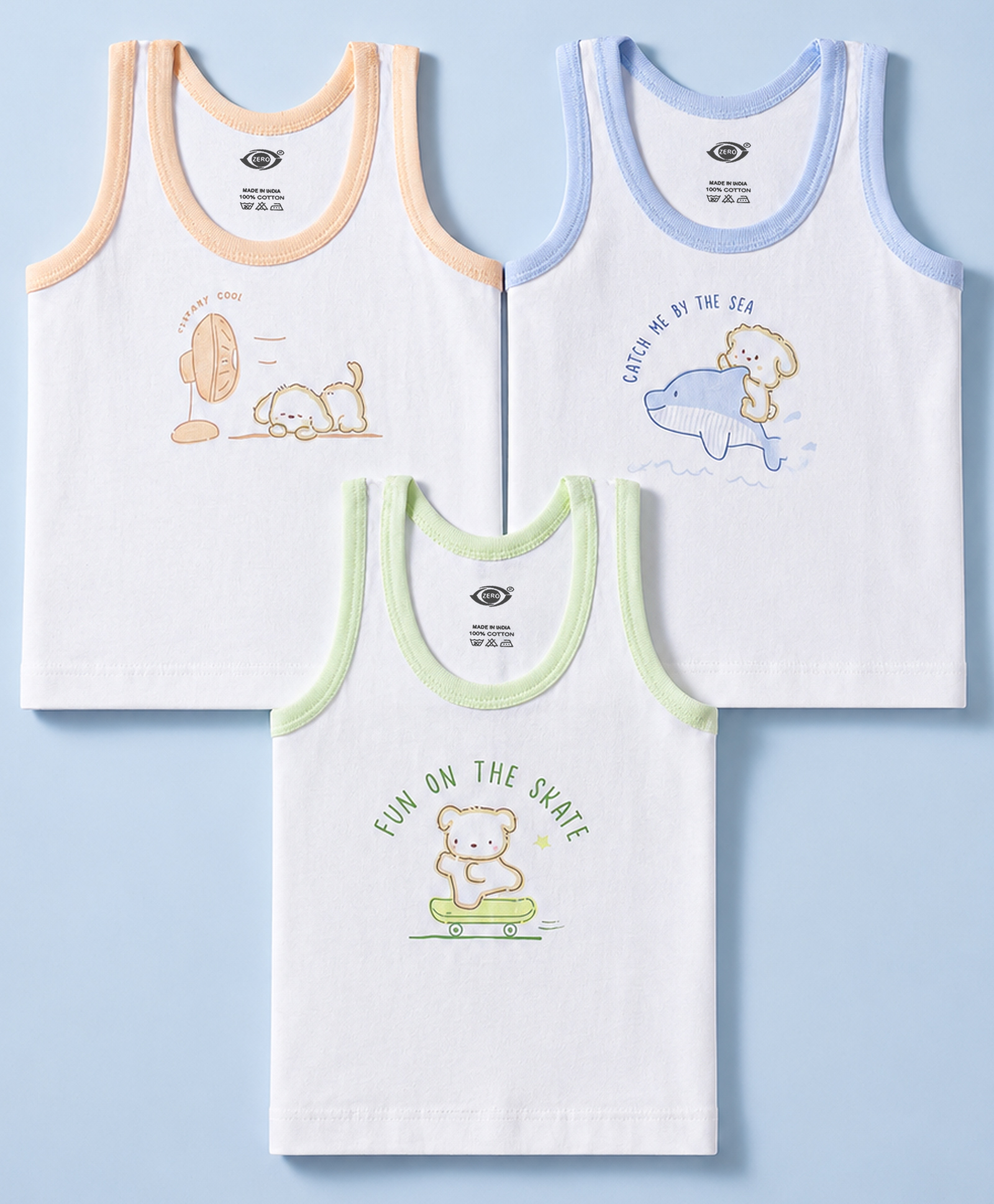 Zero Knitted Sleeveless Vests With Teddy Print Pack of 3 - Multicolor-picture-27