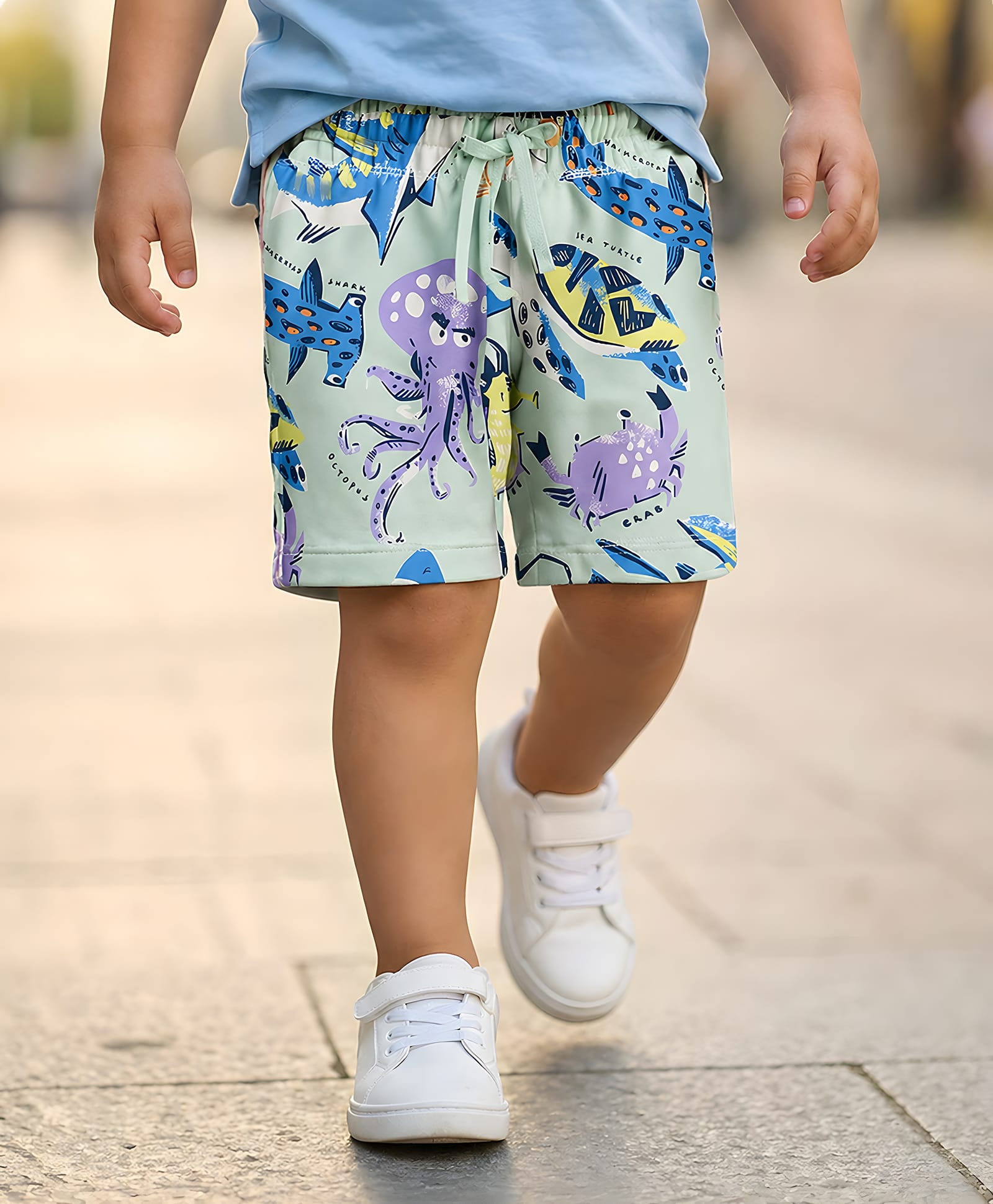 Googo Gaaga Cotton Knit Sea Life Printed Shorts - Multi Colour-image-38