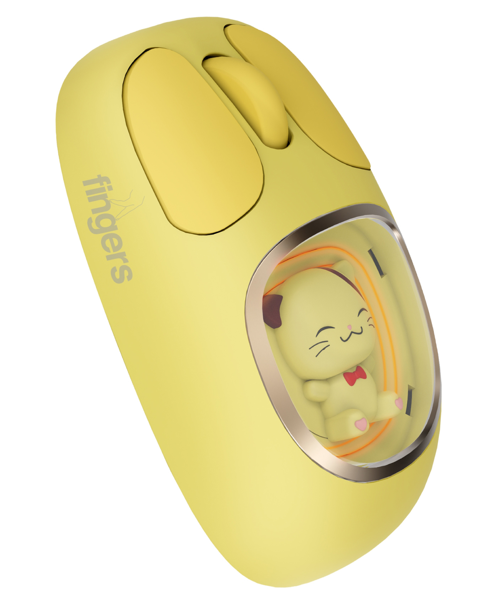 FINGERS CuteClicks WB4 Wireless Mouse - Adorable Design, 3-in-1 (USB + Bluetooth + Rechargeable), RGB Lights, 1200 DPI, Ambidextrous, Silent Clicks, 25-Day Battery (Sunshine Yellow)-image-31