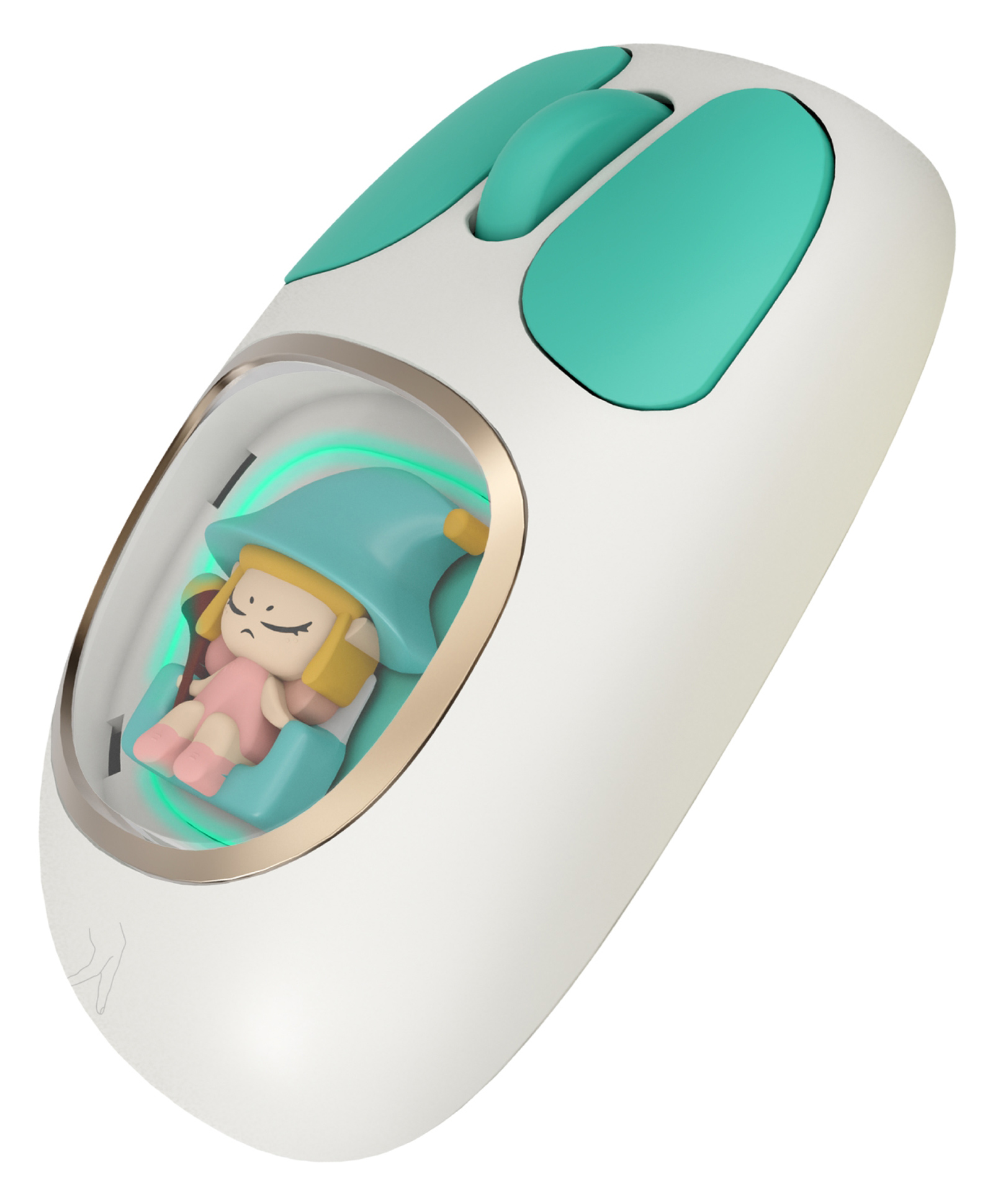 FINGERS CuteClicks WB4 Wireless Mouse with Rechargeable Battery, Bluetooth + USB, 1200 DPI, Silent Clicks, RGB Lights, Ambidextrous Compact & Cute Design (White + Teal)-image-16