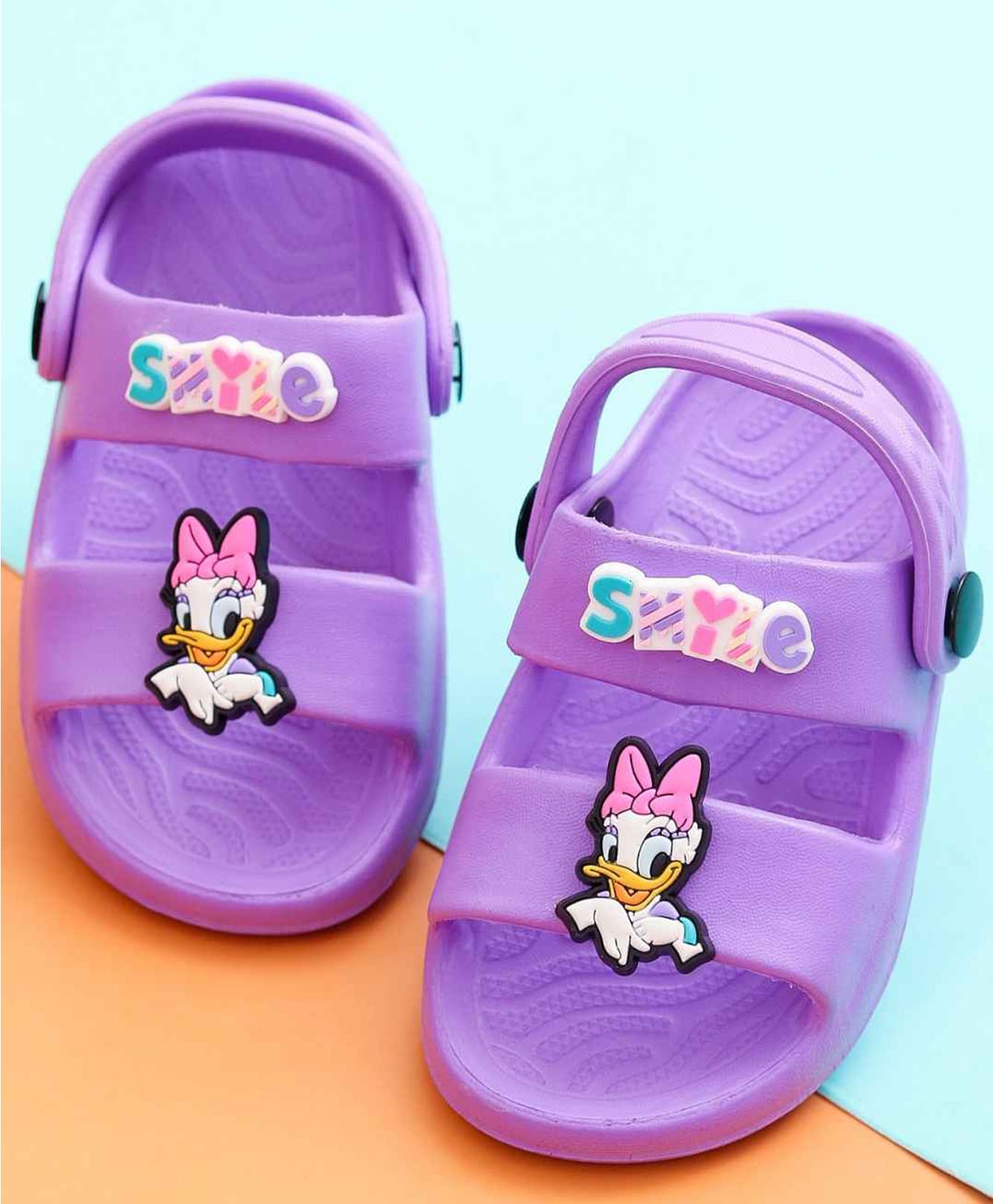 Yellow Bee Disney Featuring Daisy Duck Applique Detailed Slingback Sandals - Purple-image-6