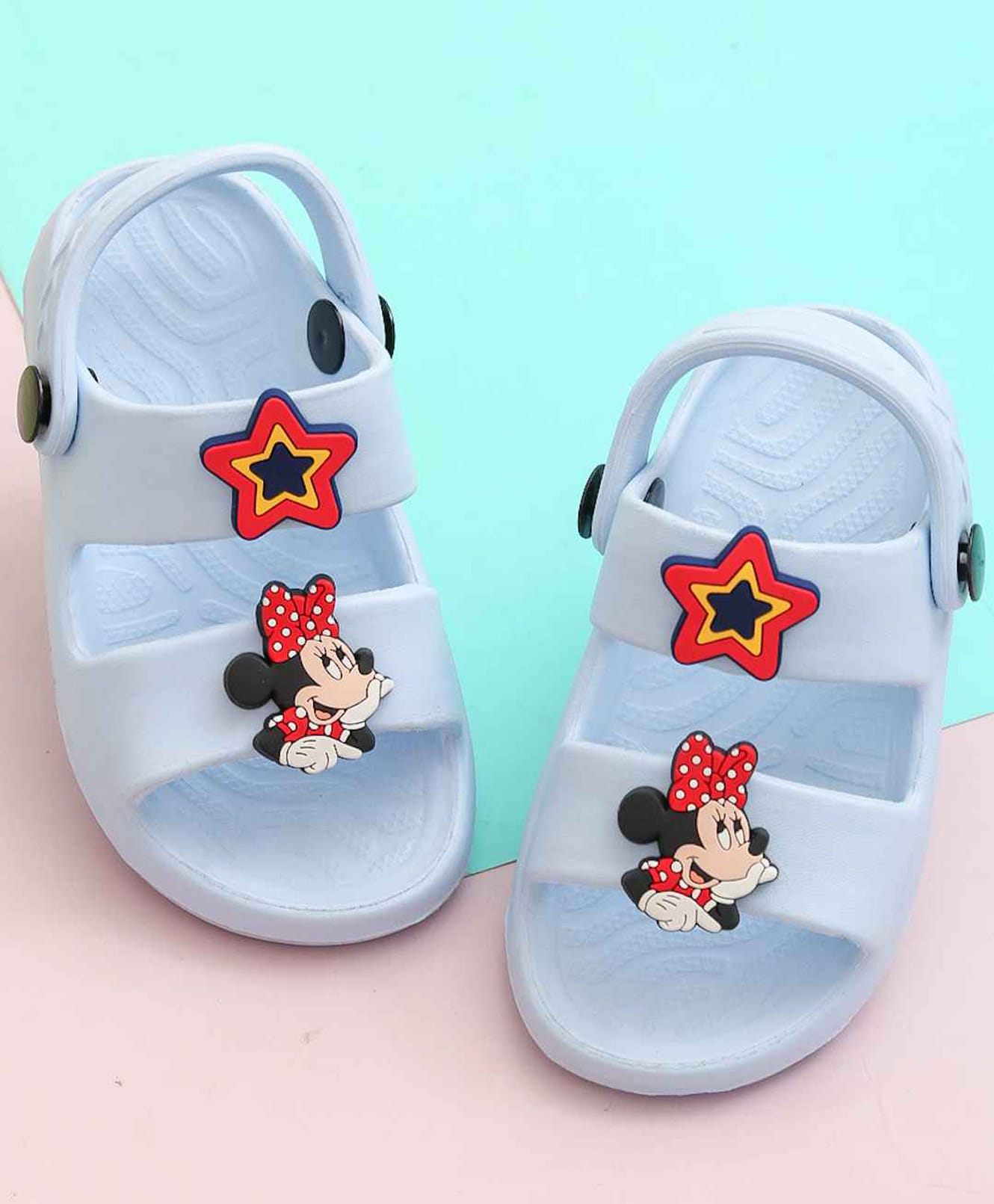 Yellow Bee Disney Featuring Minnie Mouse Applique Detailed Slingback Sandals - Blue-picture-16