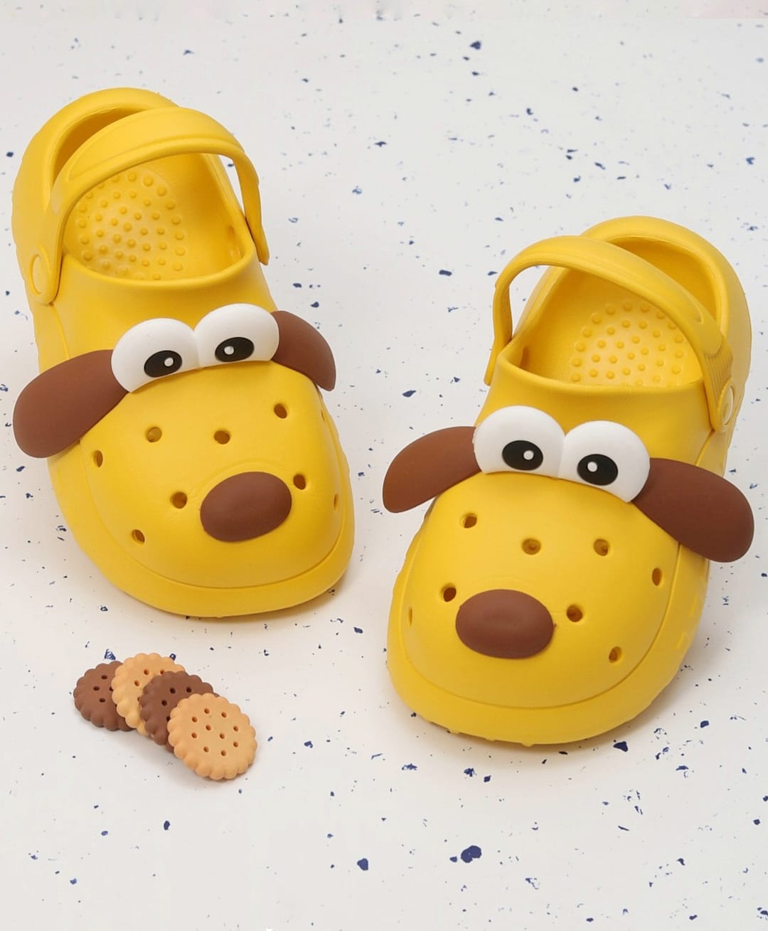Yellow Bee Puppy Face Applique Detailed Perforated Slingback Clogs - Yellow-image-37