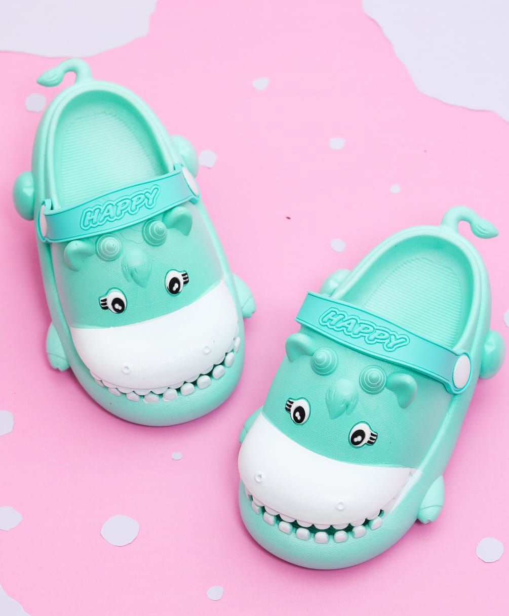 Yellow Bee Crocodile Designed Slingback Clogs With Openable Mouth - Aqua Blue-image-24