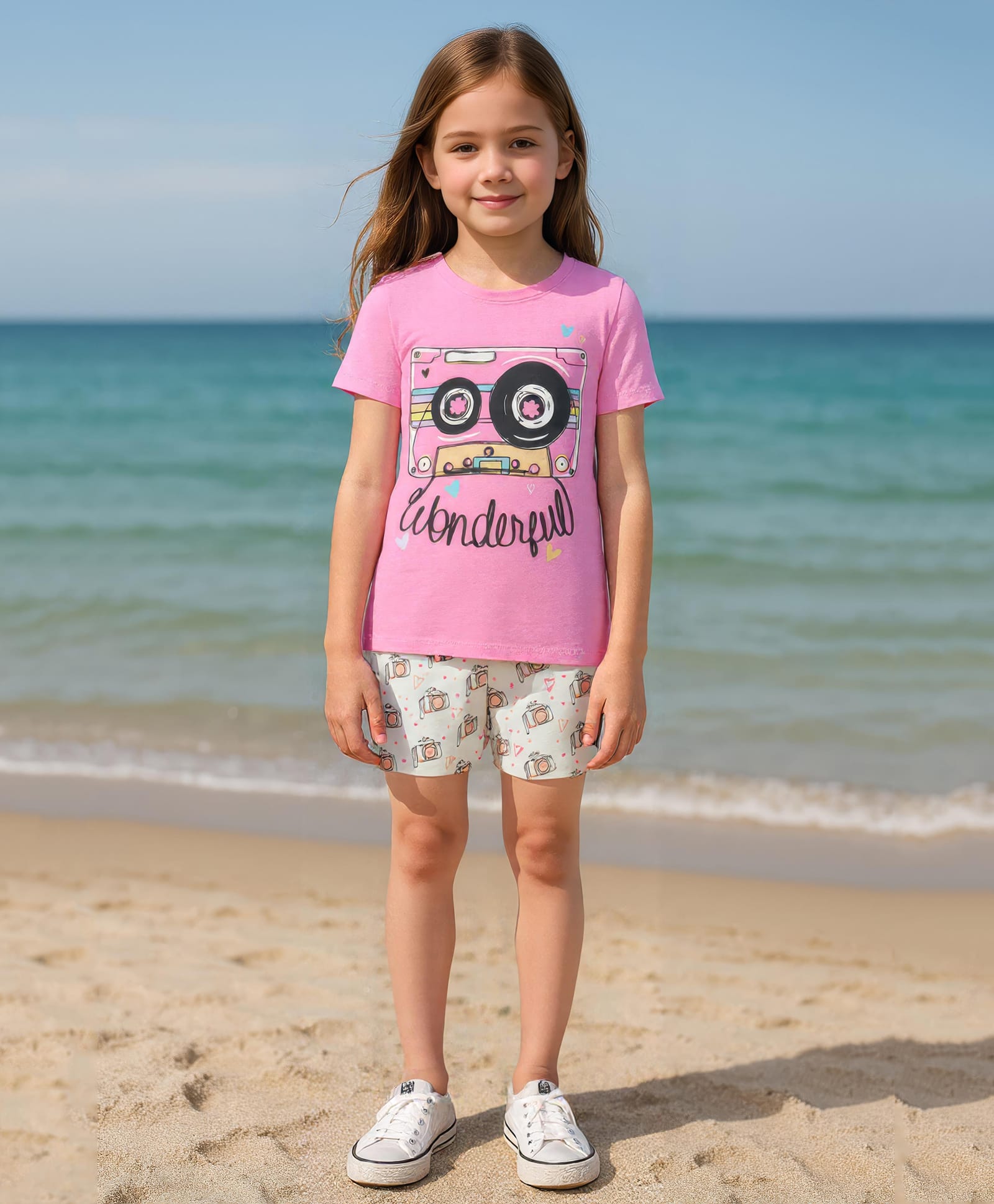 Clothe Funn Cotton Knit Half Sleeves Wonderful Text Printed Tee & Shorts Night Suit - Pink & White-picture-26