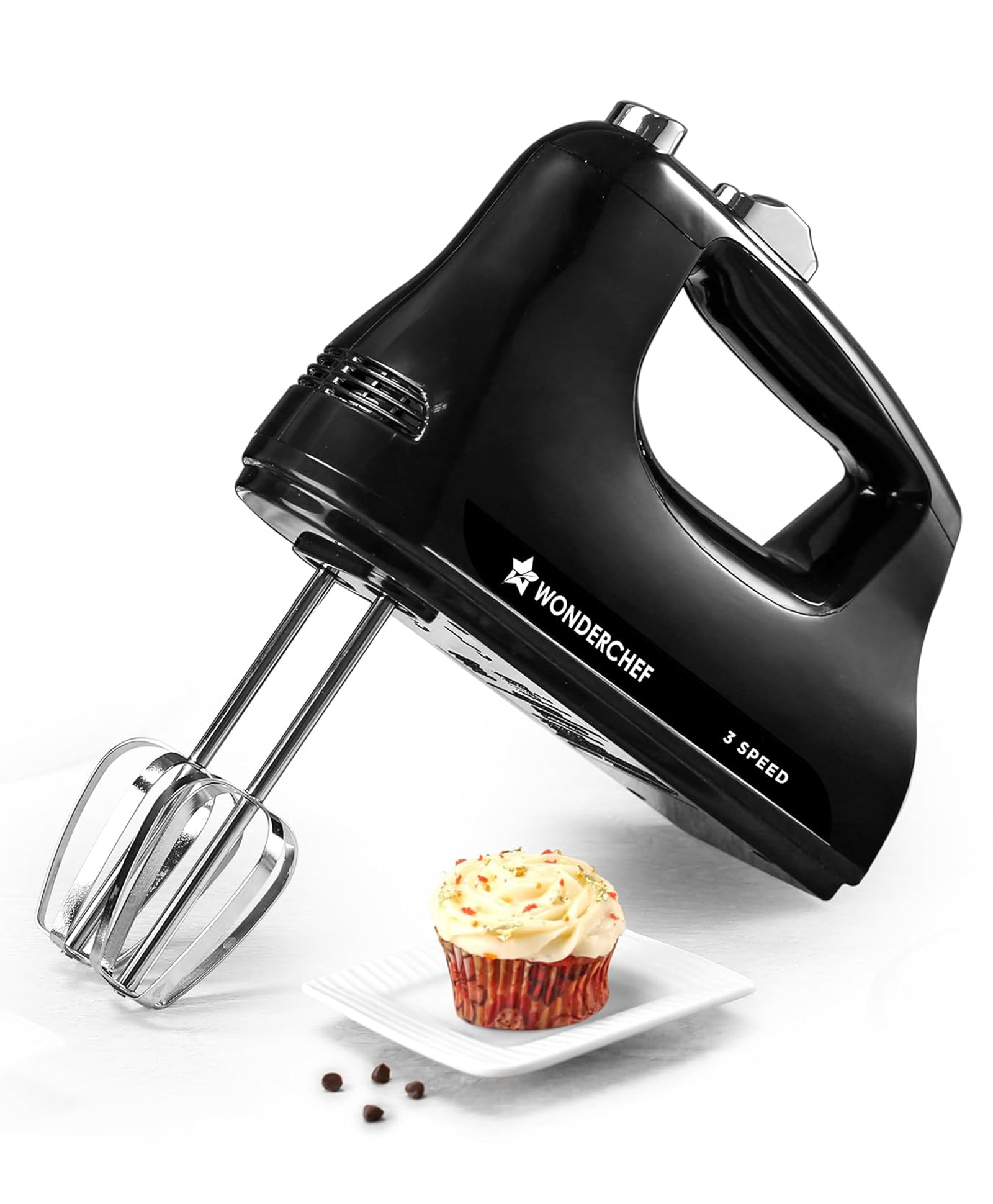 Wonderchef Essenza Hand Mixer | 3 Variable Speed Settings | 300W | For Beating, Whisking, Whipping, Kneading | Stainless-steel Beater and Kneader Attachments | Low Noise | Black | 2-Year Warranty-image-42