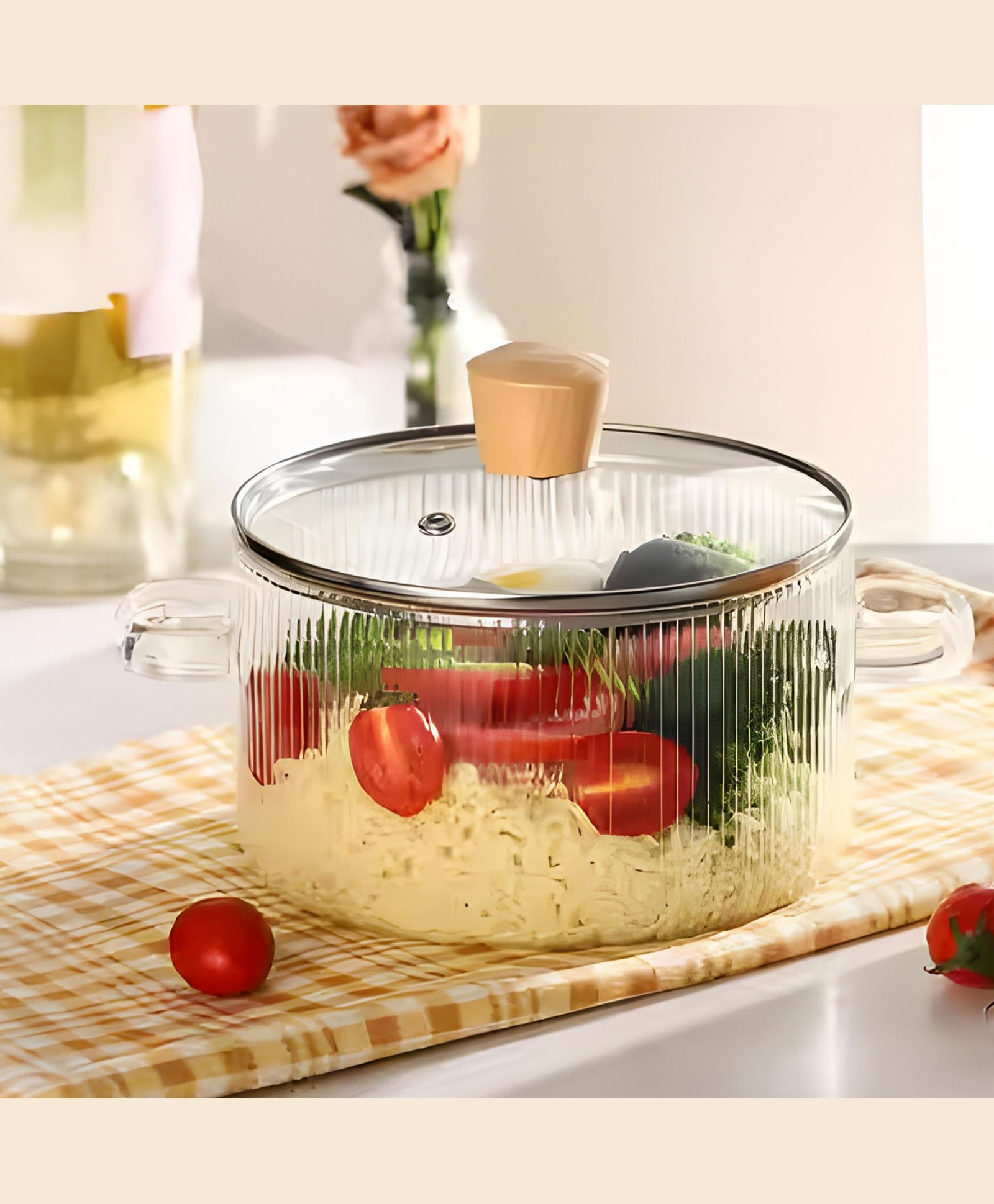 The Better Home Zeno Borosilicate Glass Cookware for Gas (1.45L) | Handi for Cooking | Electric Stove & Microwave Safe Cooktop | Tea/Milk/Pasta/Noodles/Rice Cooking Pot with Lid & Handle (Clear)-image-9