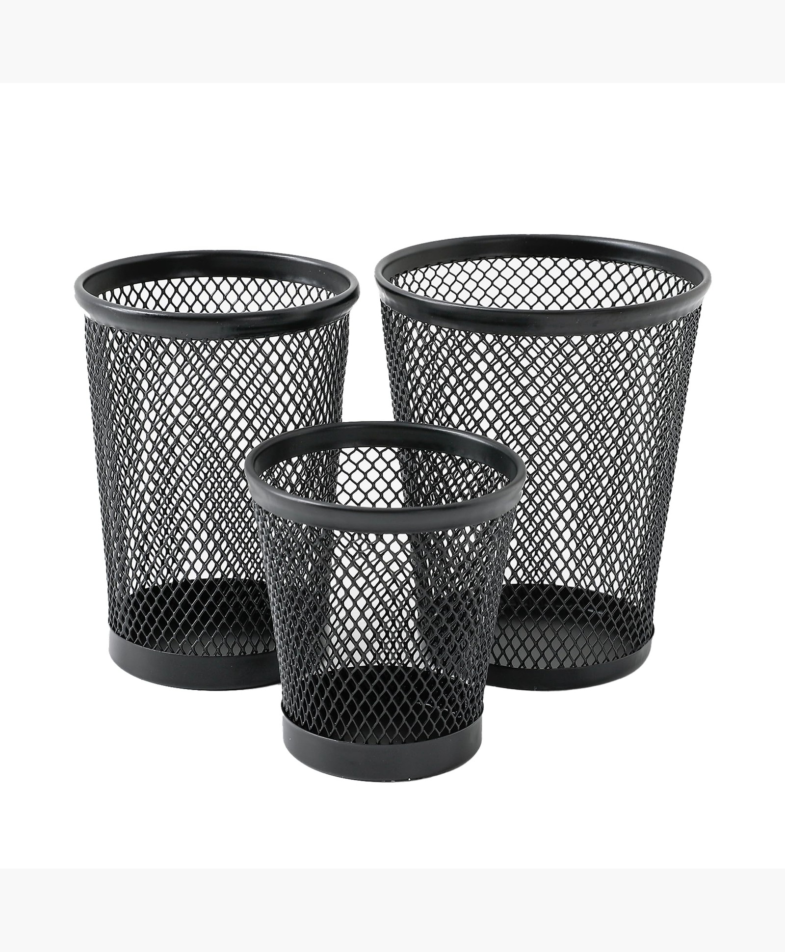 The Better Home Set of 3 Pencil Holders | Metal Made Clip Holder Paint Brush Holder Pen Stand | Study Table Accessories for Kids Home Office Artists | Desk Organizer Metal Mesh Design | 3 Pack-image-45