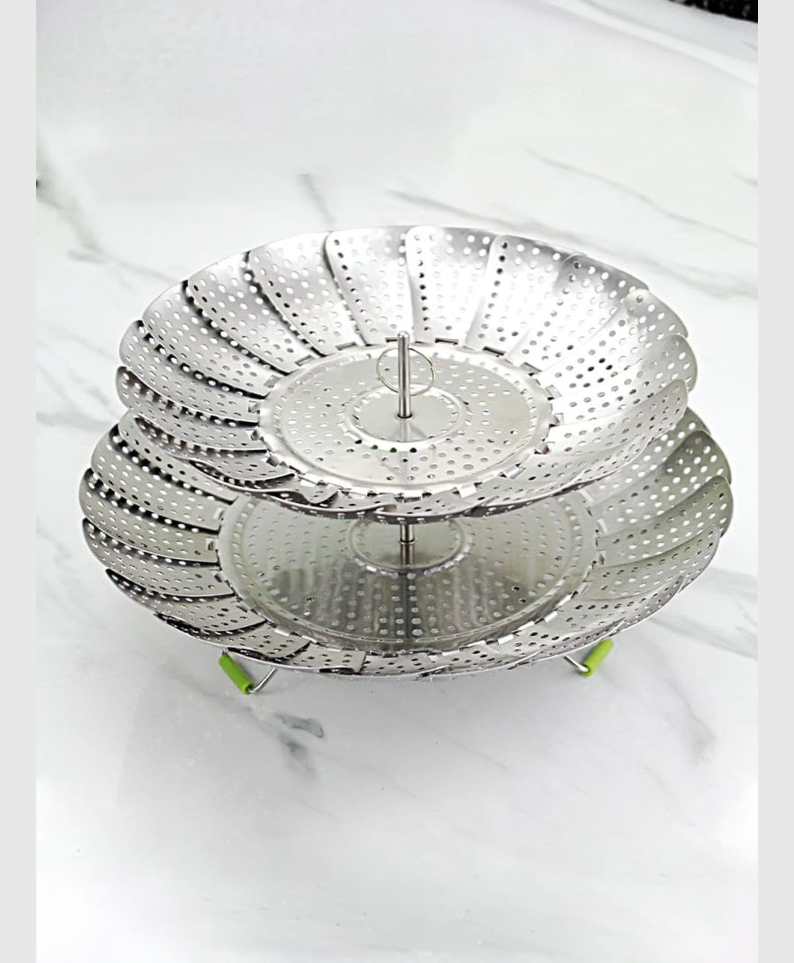 "The Better Home Stainless Steel Vegetable Steam Cooker | Double Layer | Foldable Baby Food Steamer For Vegetable Cooking | Rust & Stain Resistant | 9""- 23cm & 11"" - 27.3cm | Fit Various Size Pots"-image-9
