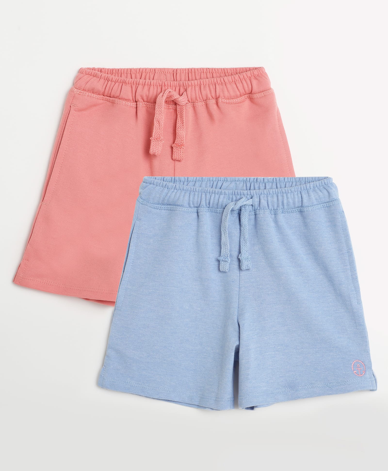 Campana 100% Cotton Knit Pack Of 2 Solid Shorts - Pink & Light Blue-picture-18
