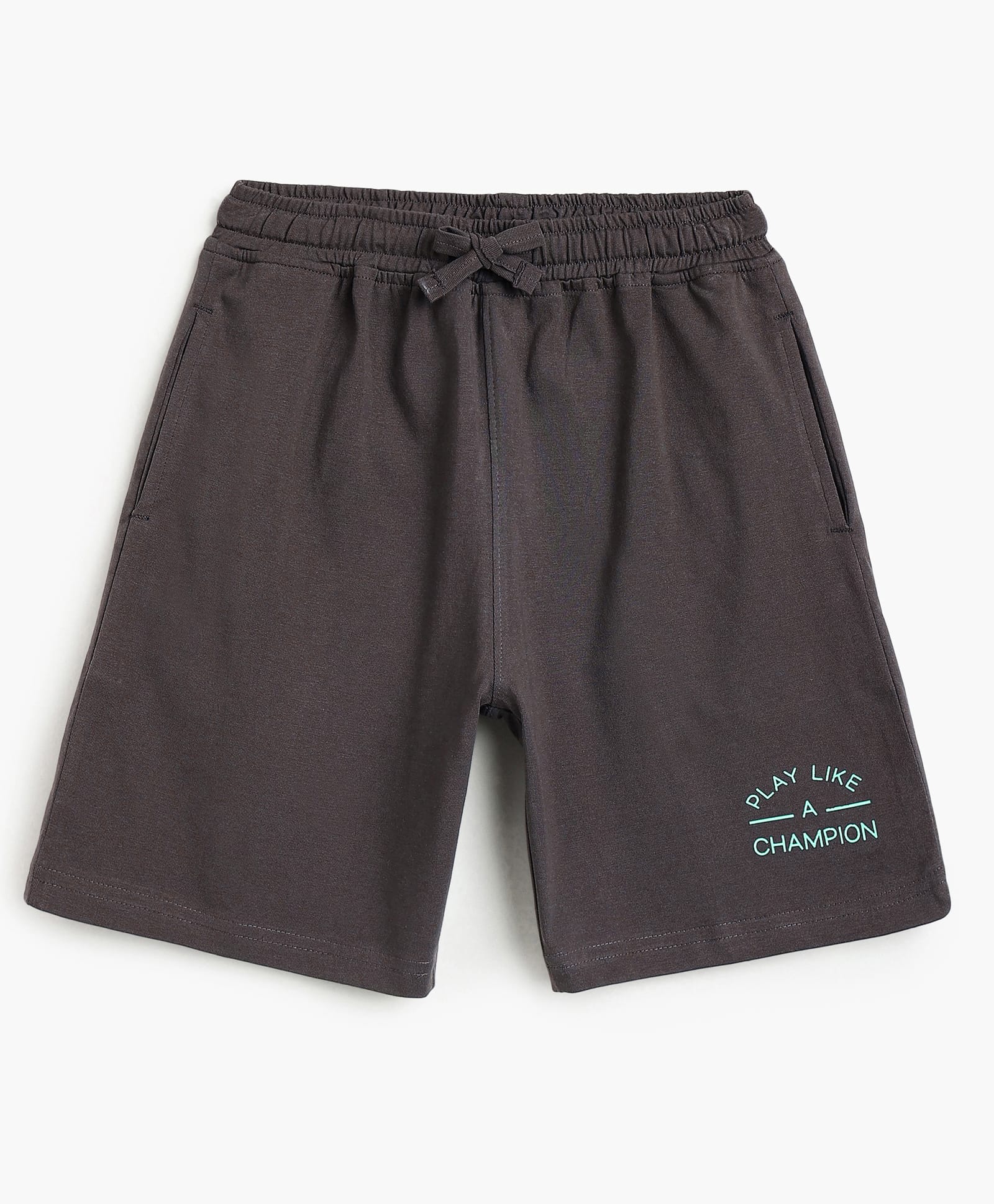 Campana 100% Cotton Knit Play Like A Champion Text Printed Shorts - Smoky Grey-picture-10