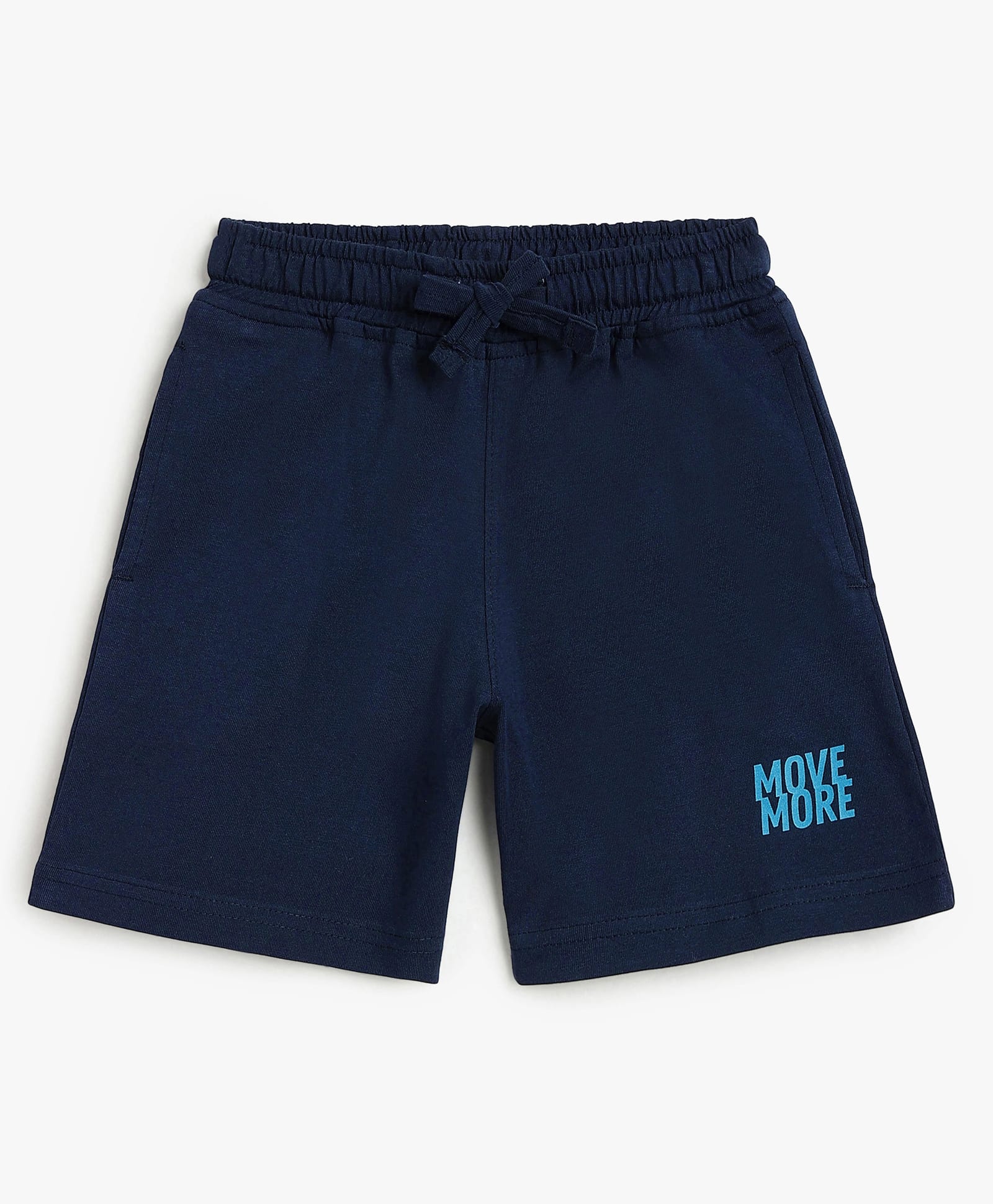 Campana 100% Cotton Knit Move More Text Printed Shorts - Navy Blue-image-33