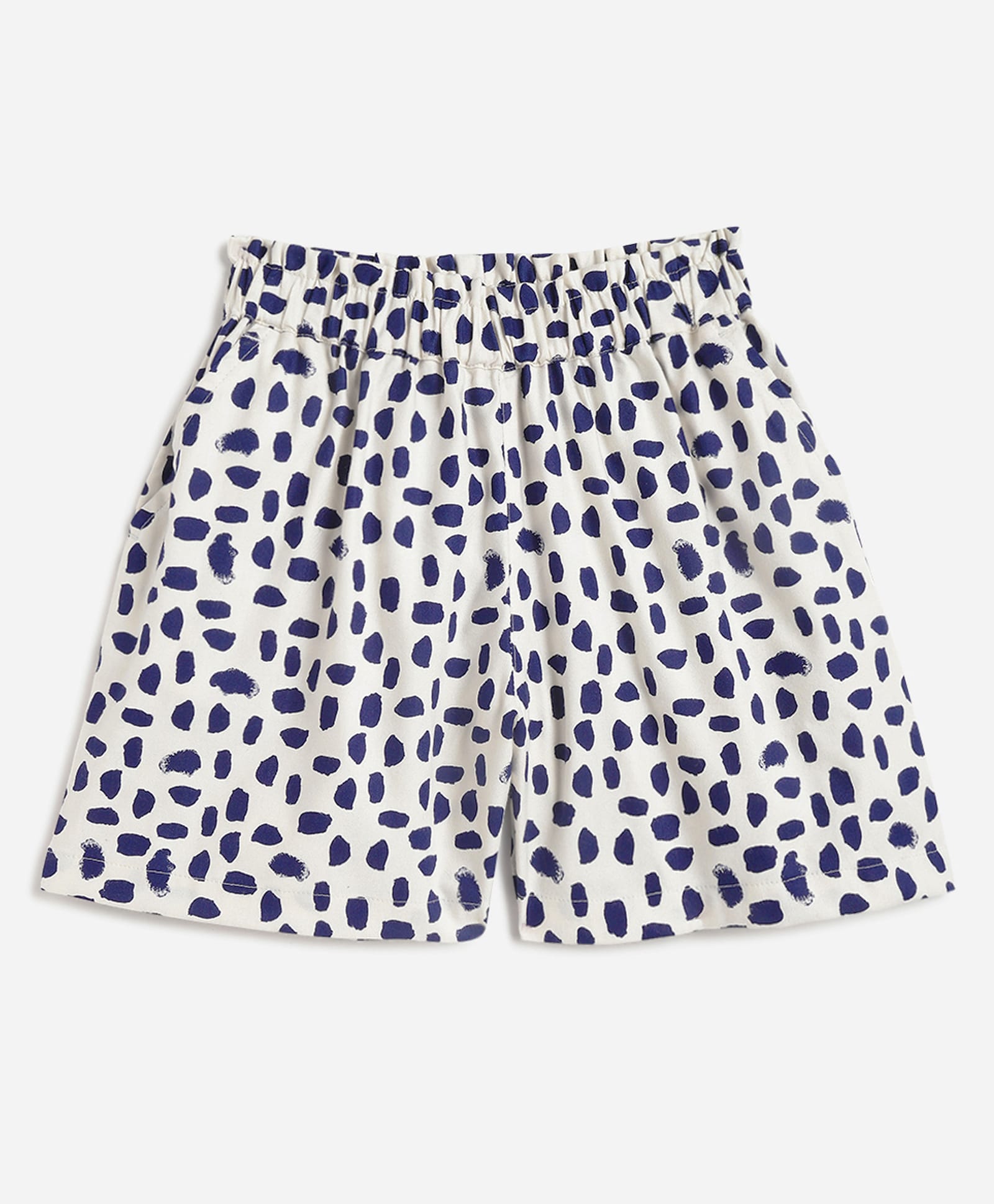 Campana 100% Cotton Woven Abstract Printed Shorts - White & Navy Blue-picture-16